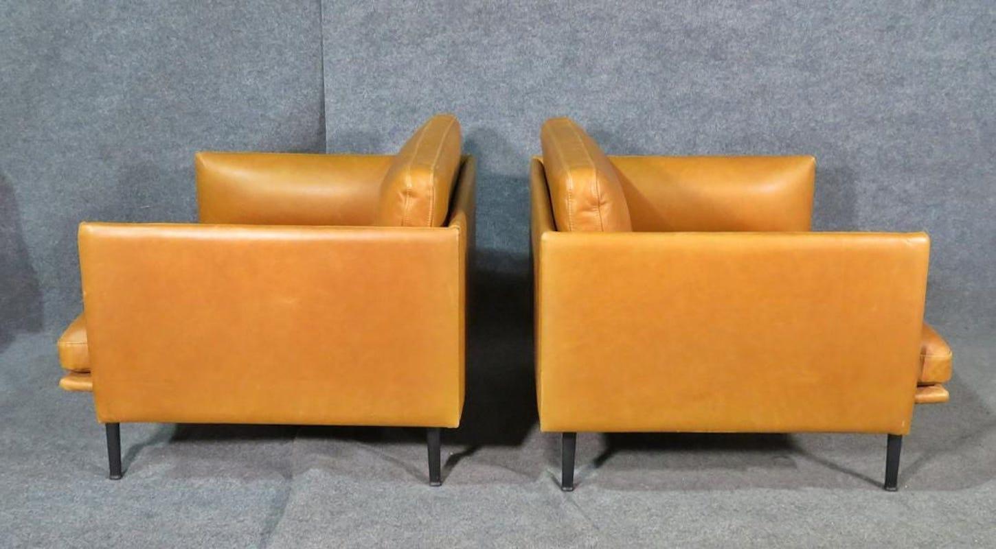 Vintage Leather Club Chairs in the Style of Lind Mobler In Good Condition In Brooklyn, NY