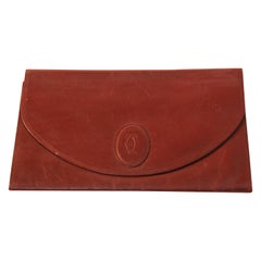 Vintage Leather Clutch Bag "Les Must de Cartier" Burgundy Bordeaux