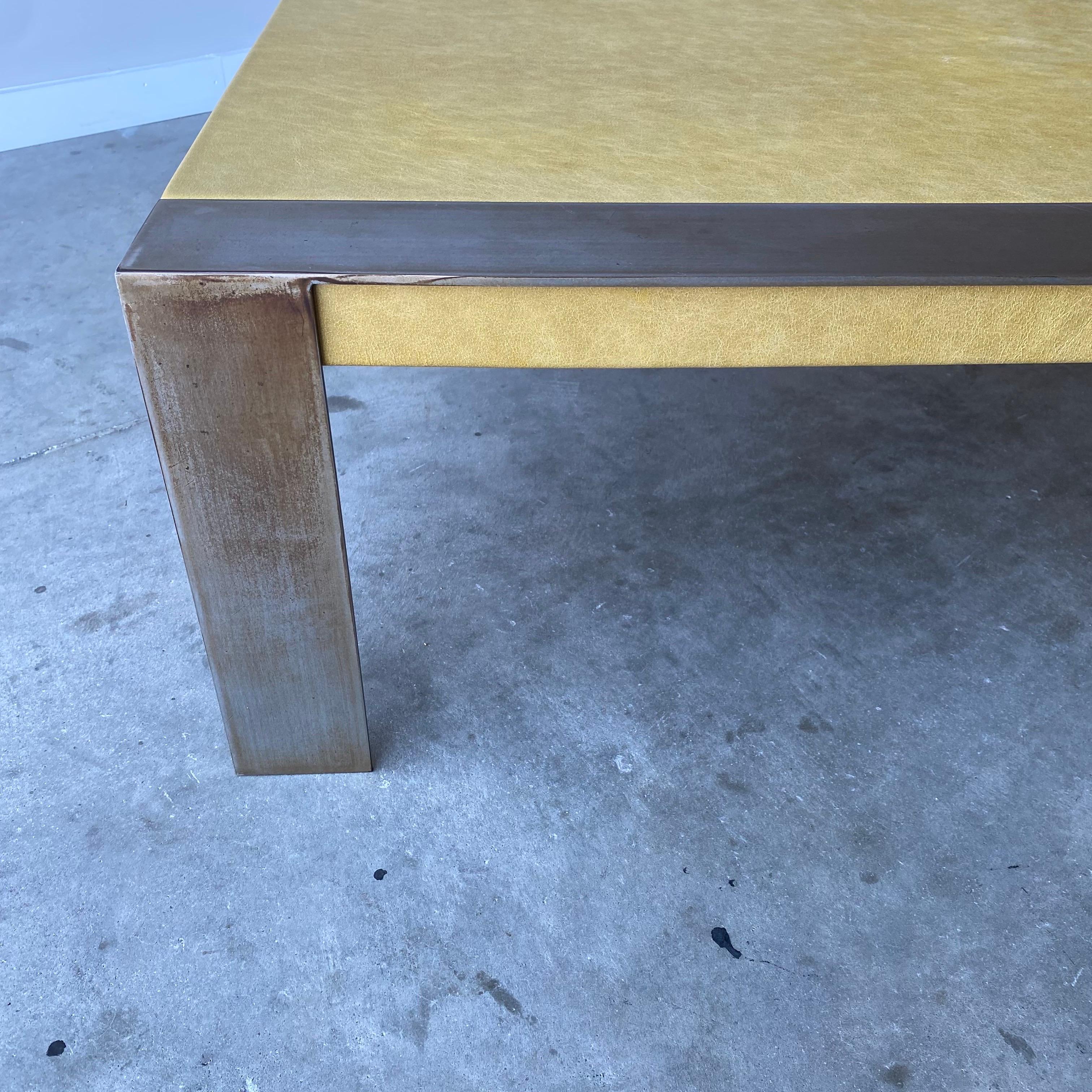 Vintage Leather Coffee Table In Good Condition For Sale In Raleigh, NC