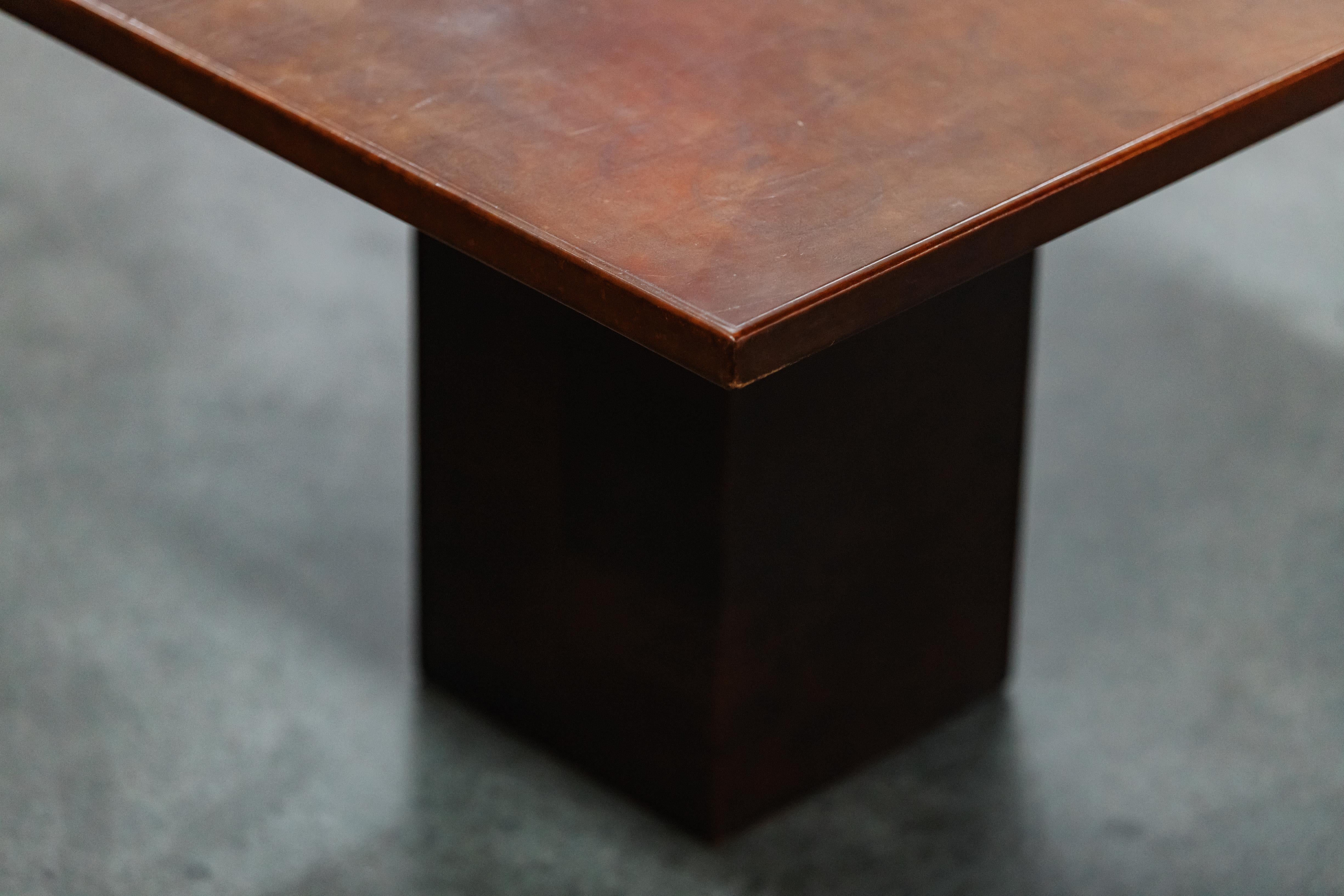 Late 20th Century Vintage Leather Coffee Table From France, Circa 1970 For Sale