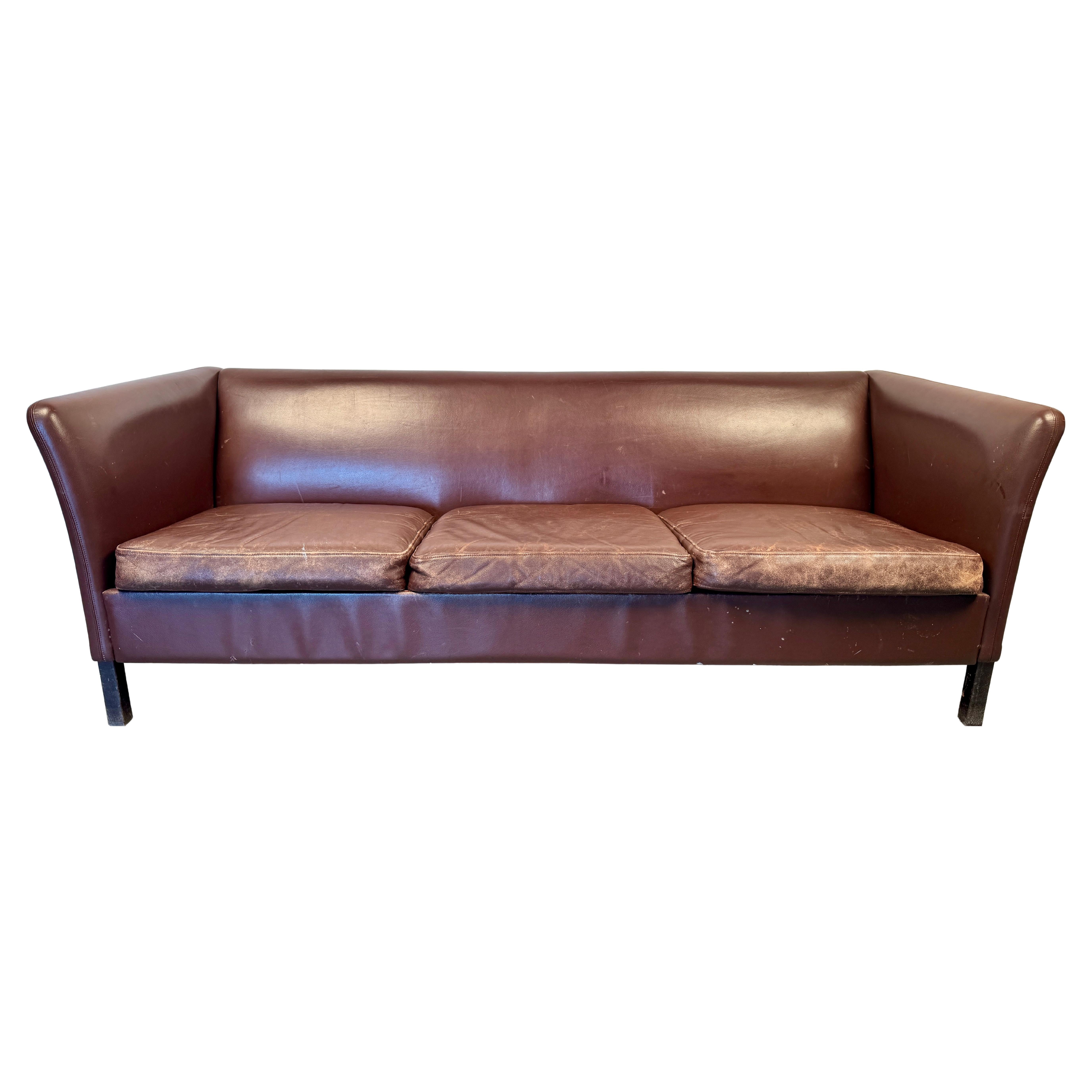 Vintage Leather Couch by Faarup Mobelfabrik For Sale