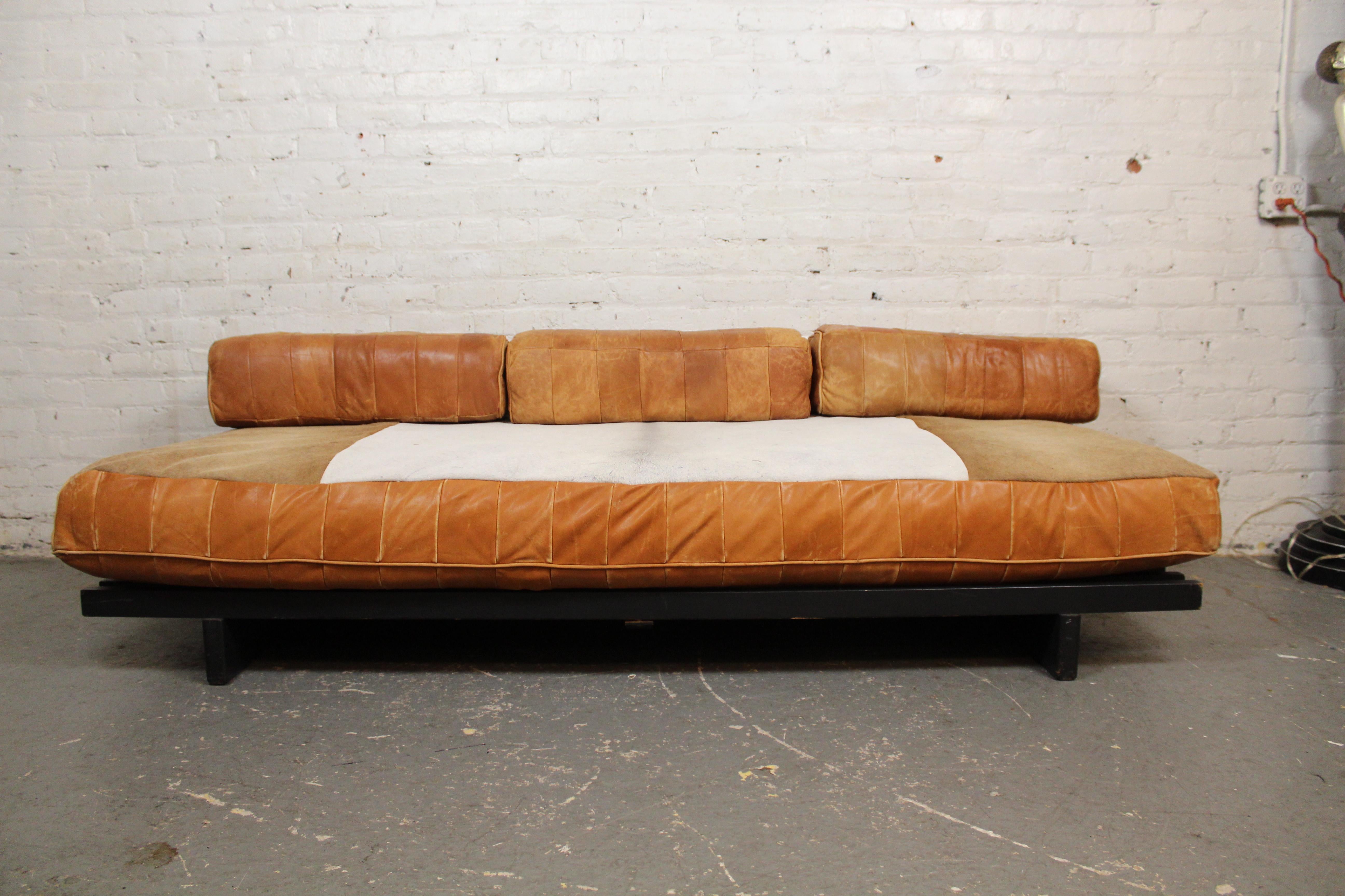 Vintage Leder & Rindsleder de Sede DS-80 Daybed im Zustand „Gut“ im Angebot in Brooklyn, NY
