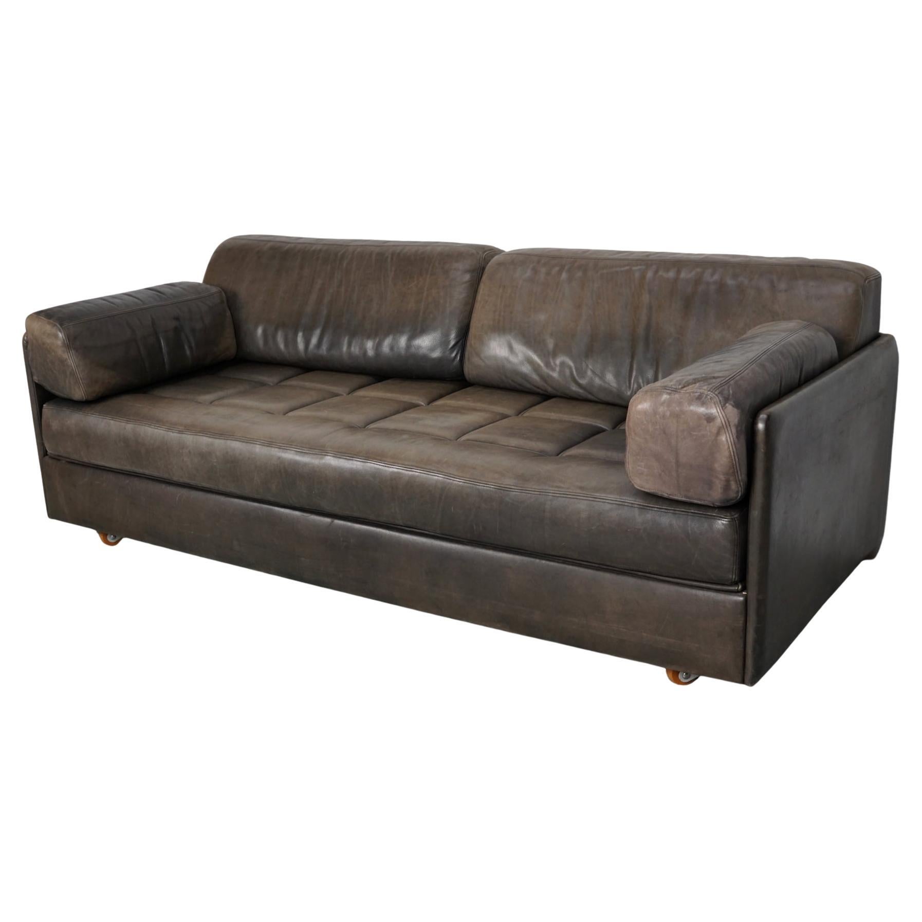 Divano letto a 2 posti in pelle vintage de Sede 1970/80