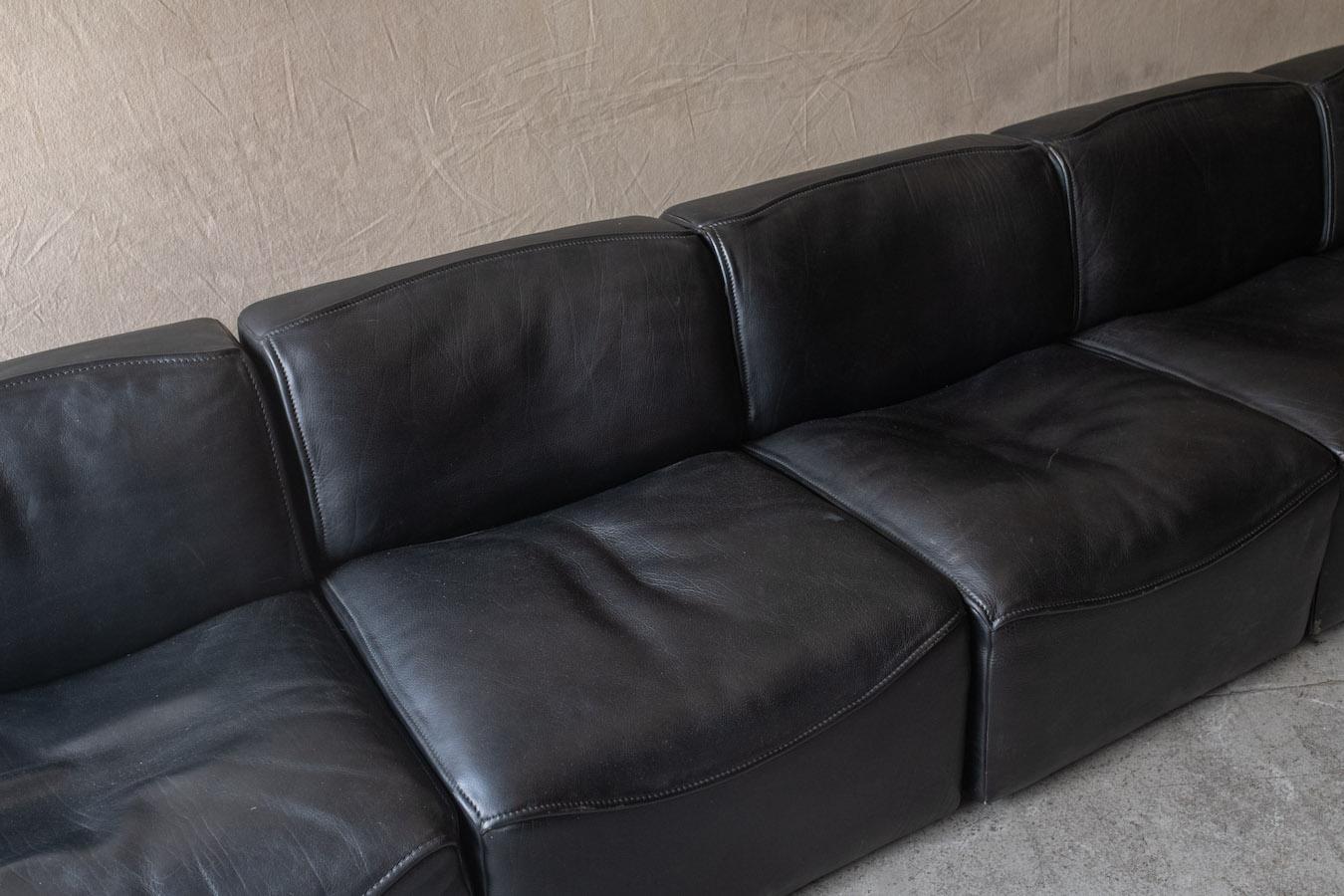 European Vintage Leather De Sede Sectional Sofa, Model 'DS-15', Switzerland, 1970s