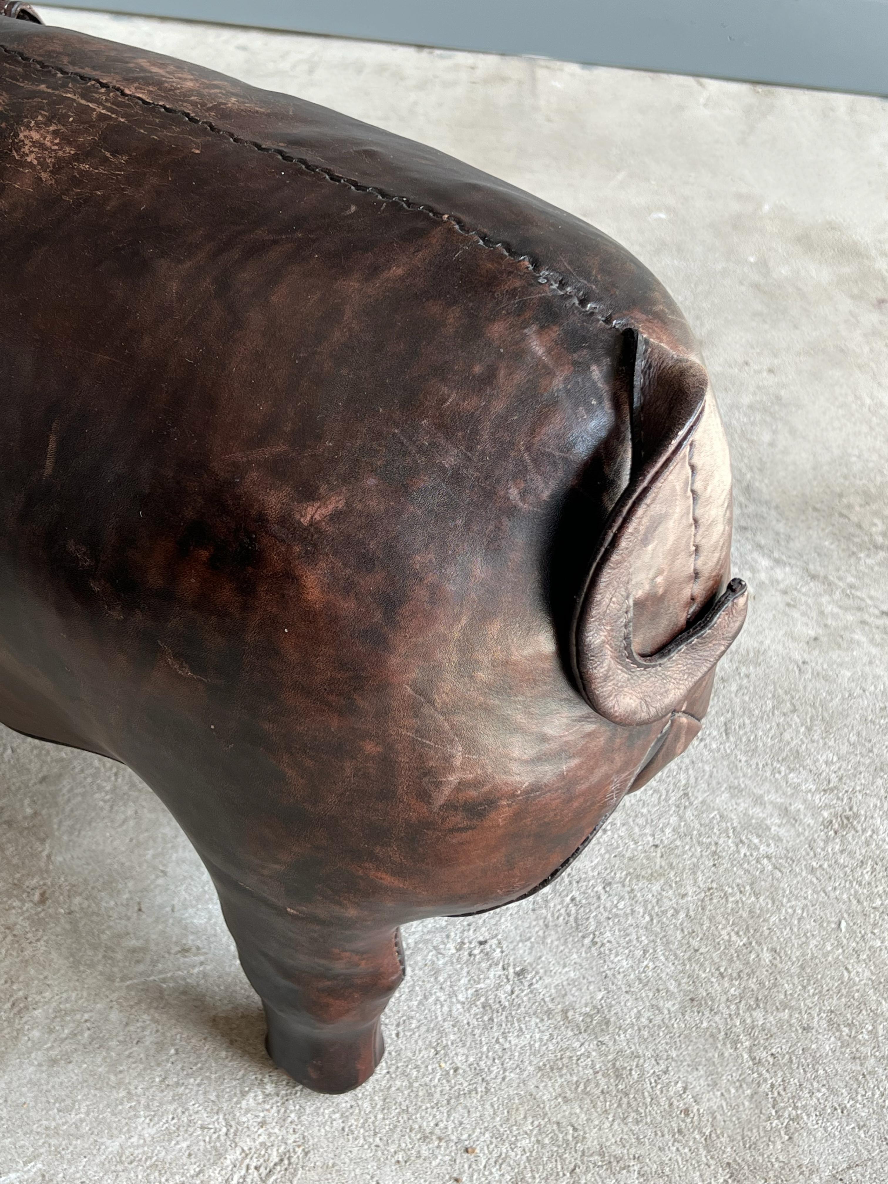 Vintage Leather Dimitri Omersa Pig Abercrombie and Fitch Stool 2