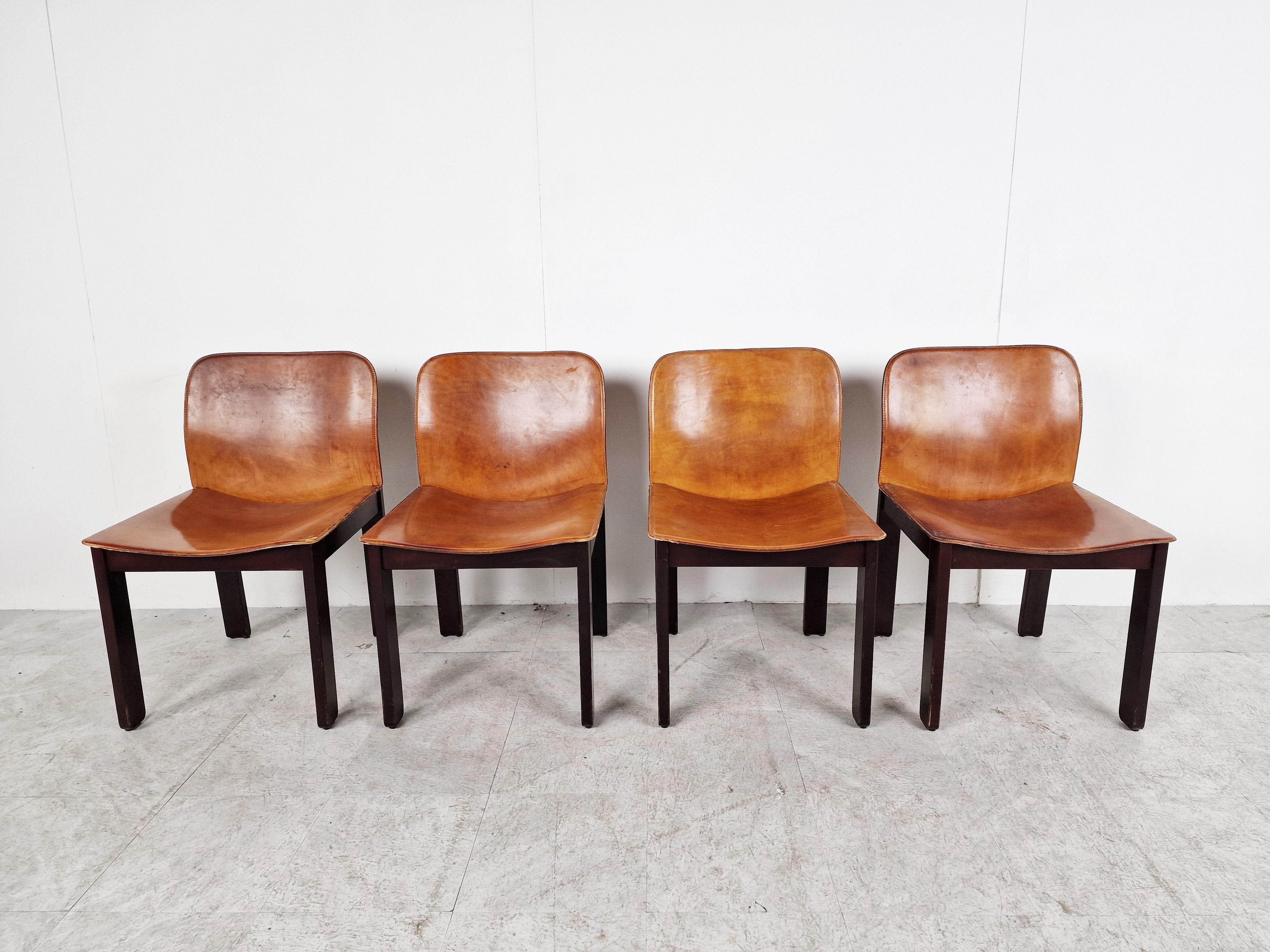 Italian Vintage Leather Dining Chairs, 1960s