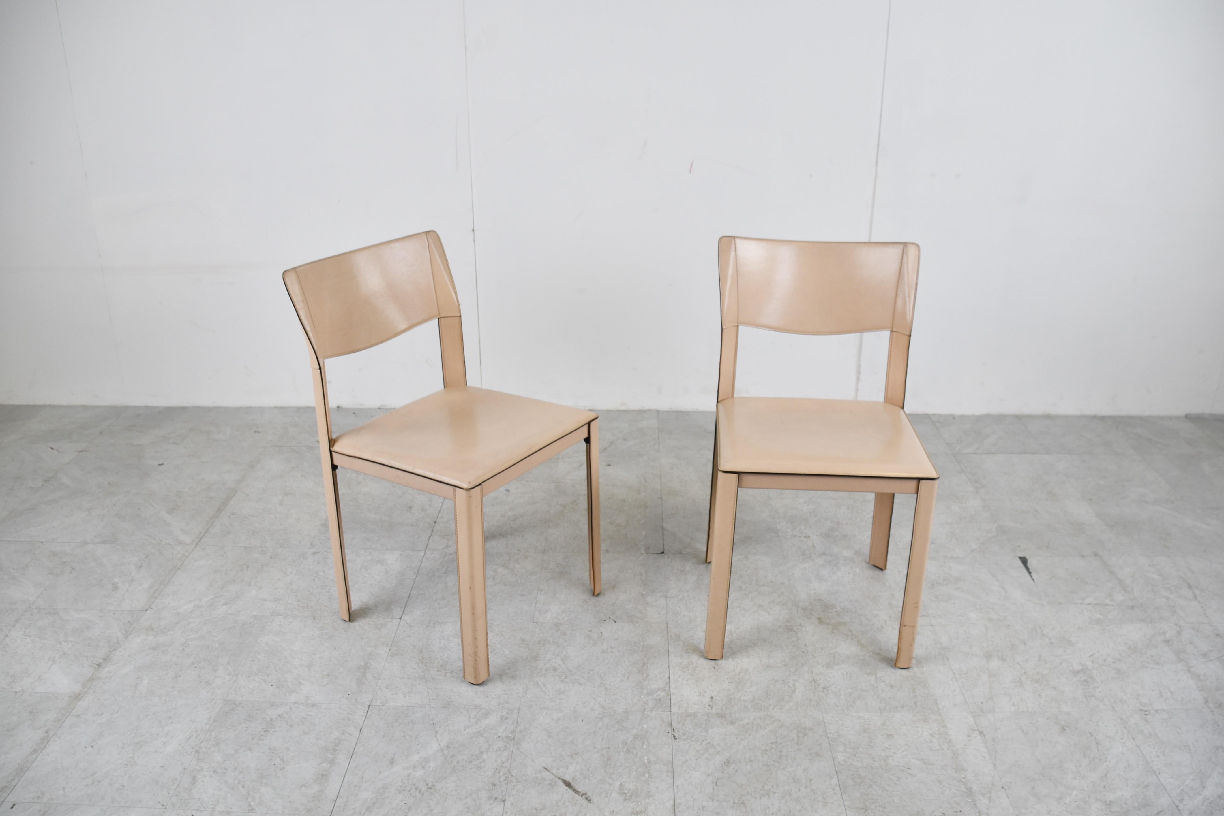 Vintage Leather Dining Chairs, 1980s 5