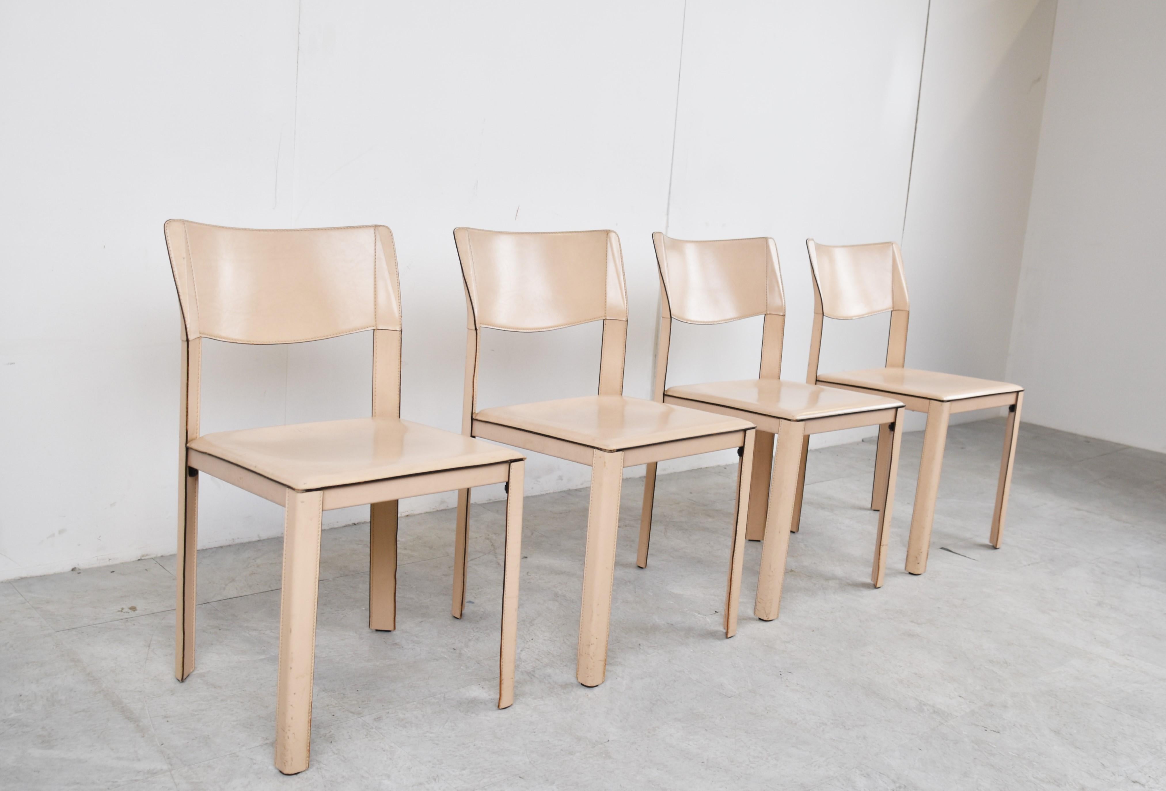 Late 20th Century Vintage Leather Dining Chairs, 1980s