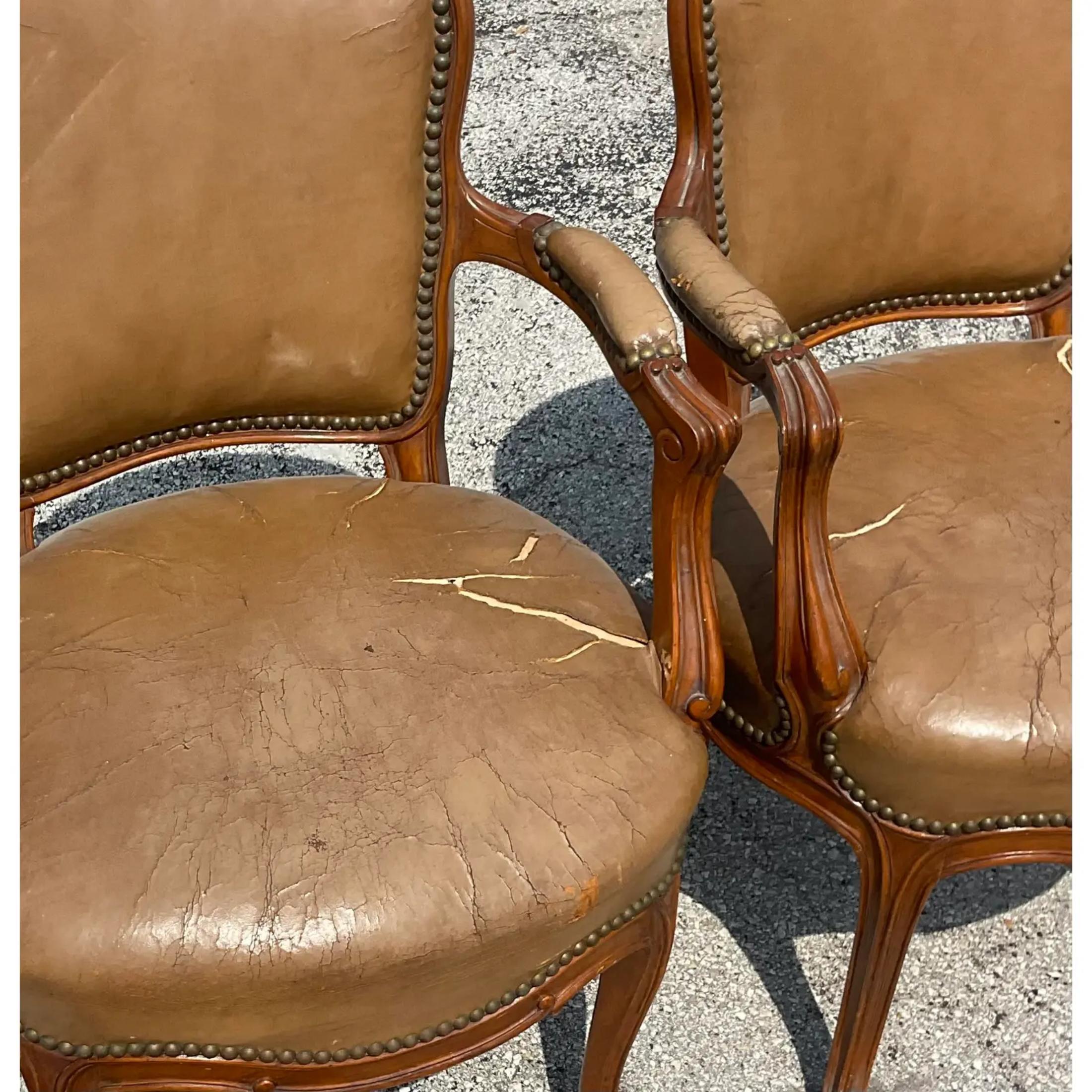 Vintage Leather Dining Chairs- a Pair 4