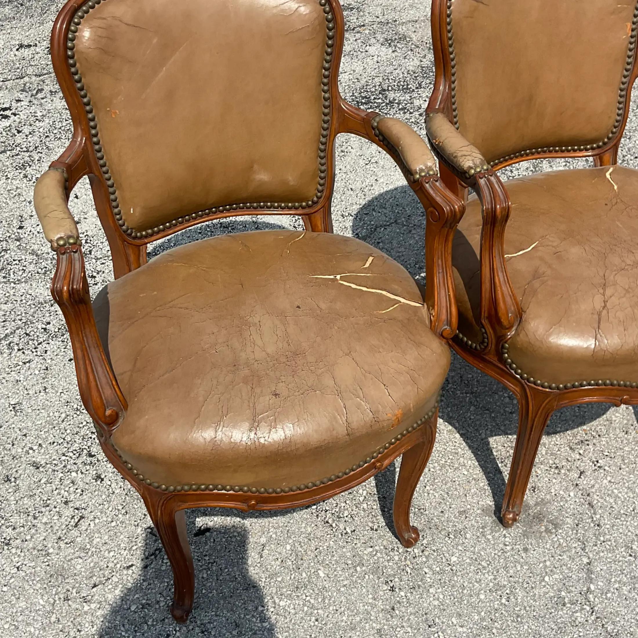 Vintage Leather Dining Chairs- a Pair 5