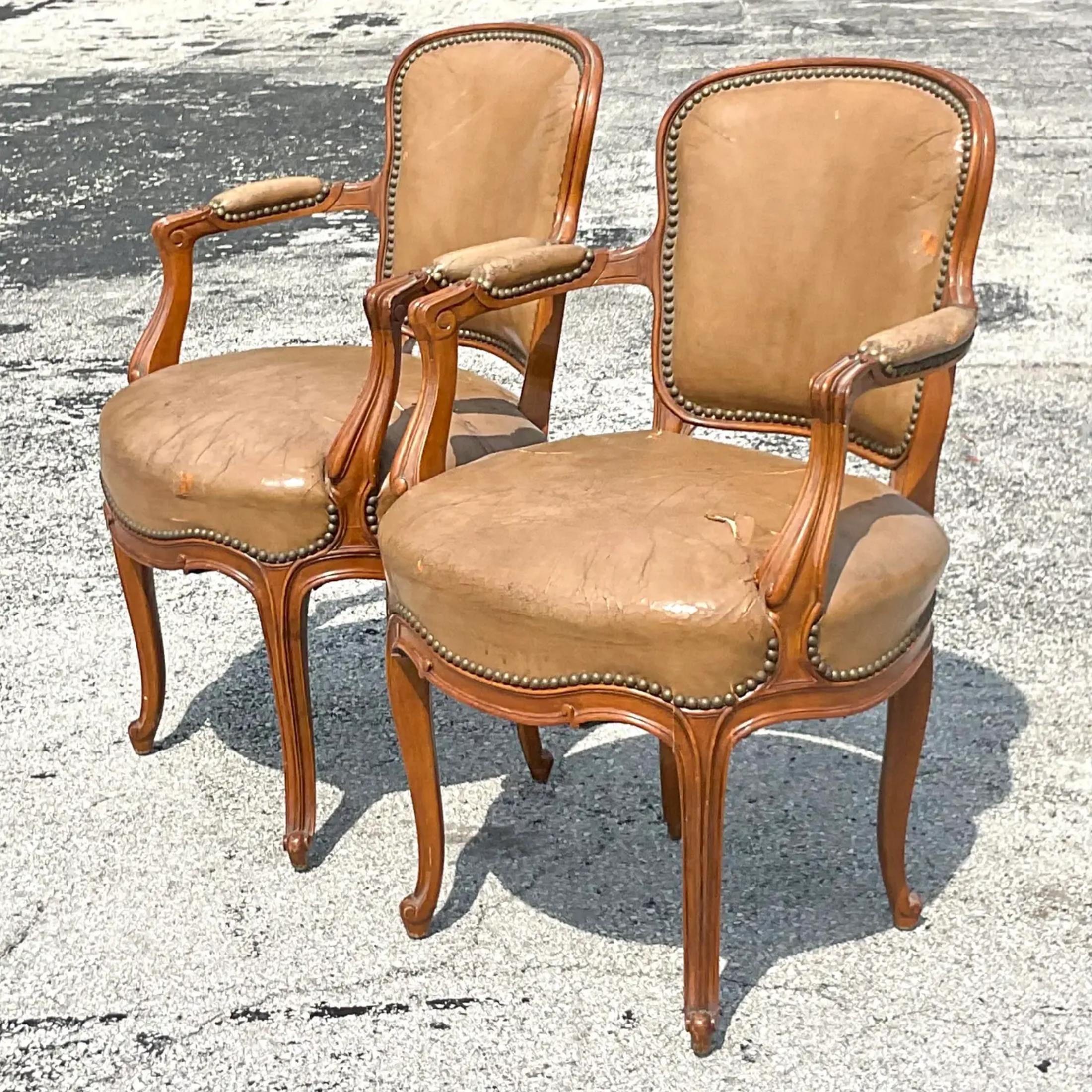 Vintage Leather Dining Chairs- a Pair 6