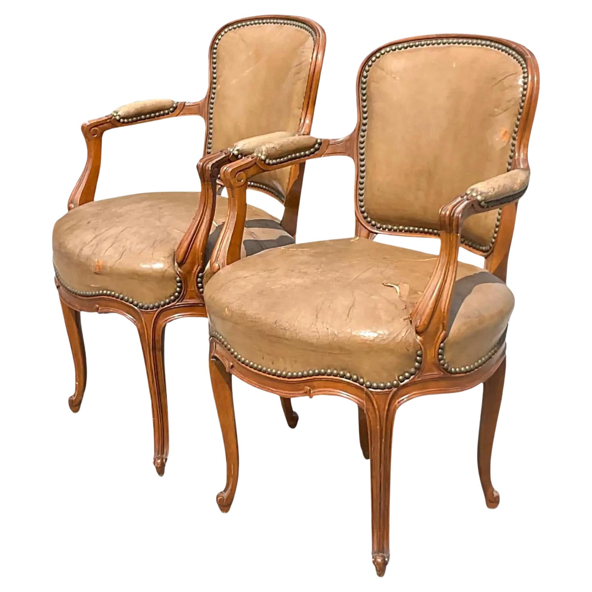 Vintage Leather Dining Chairs- a Pair