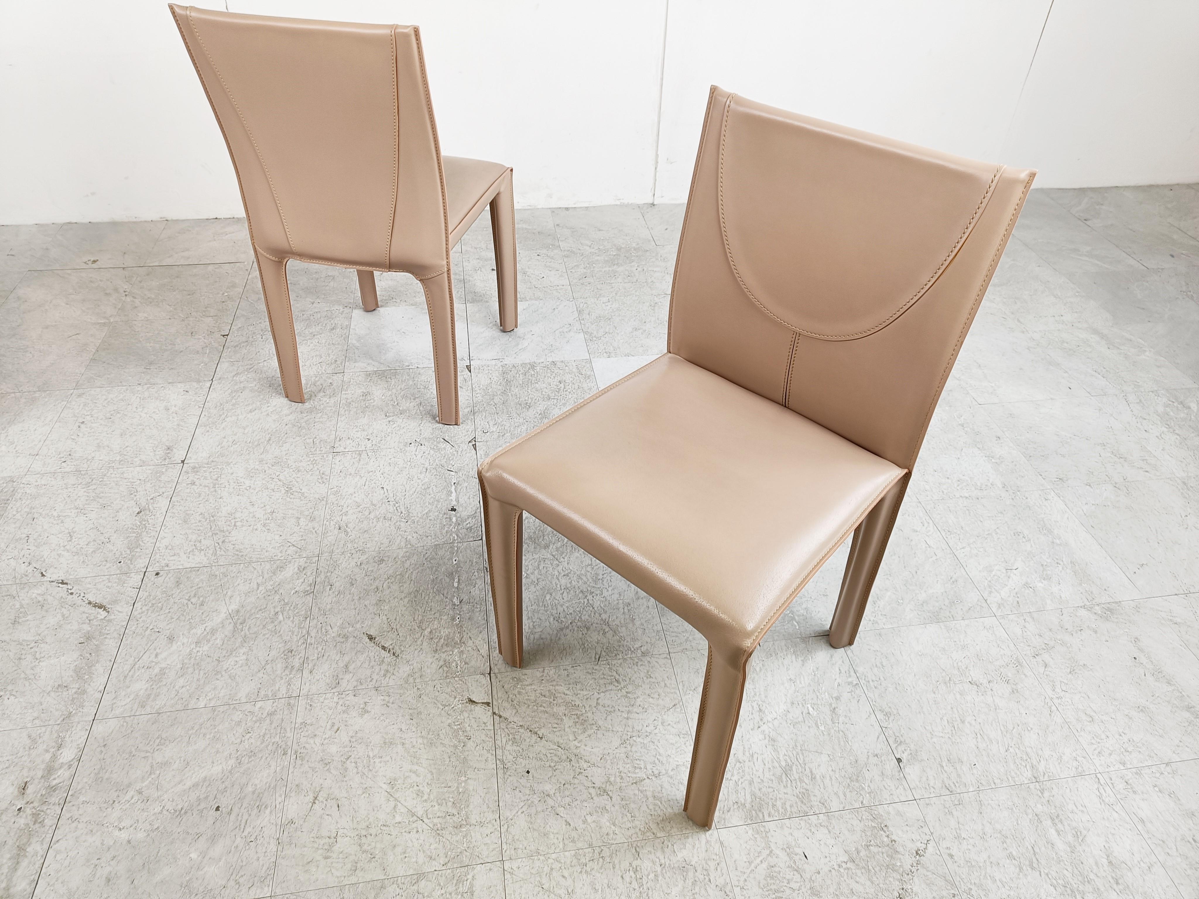 Vintage Leather Dining Chairs by Arper Italy, 1980s 5