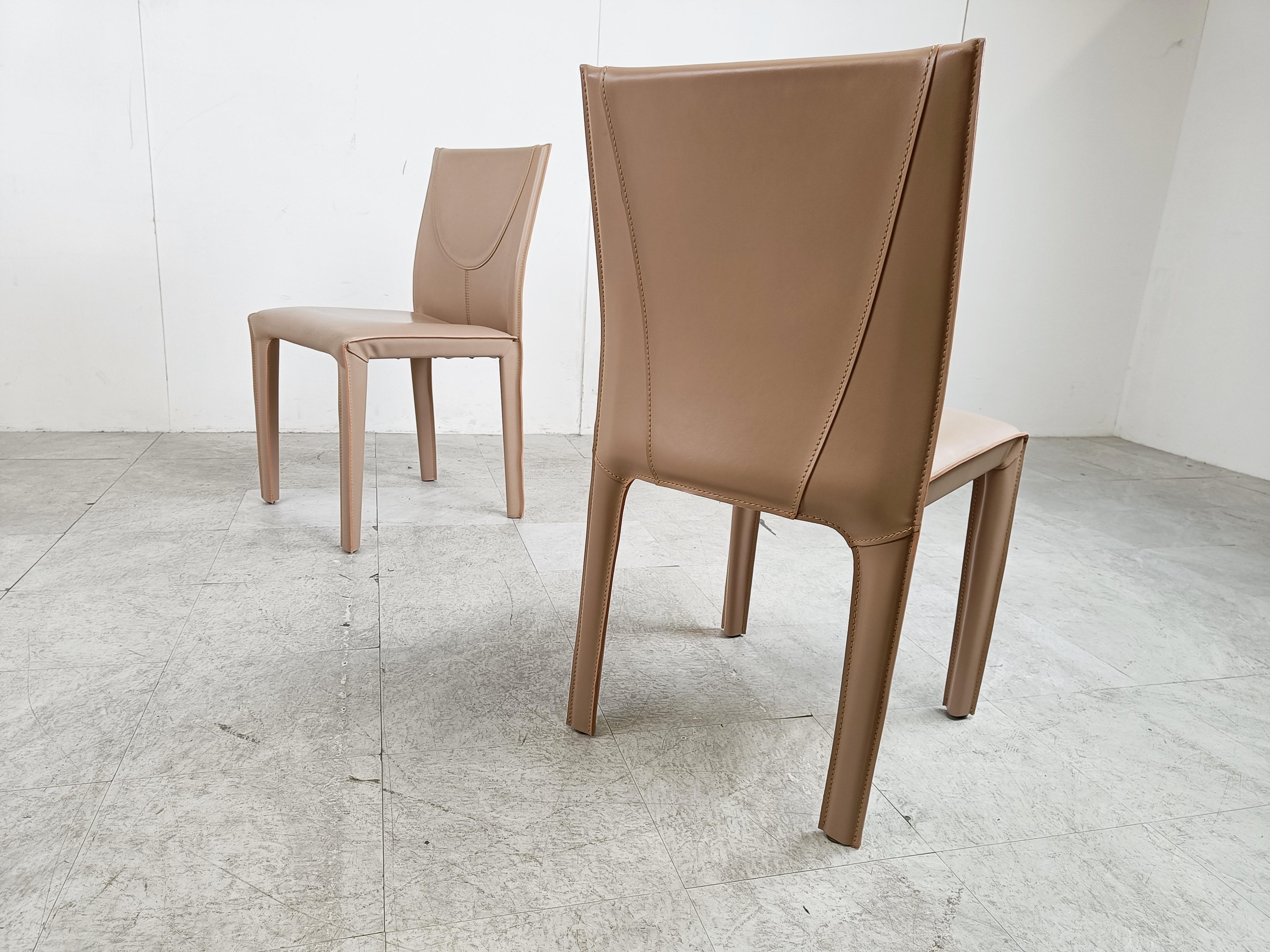 Vintage Leather Dining Chairs by Arper Italy, 1980s 6