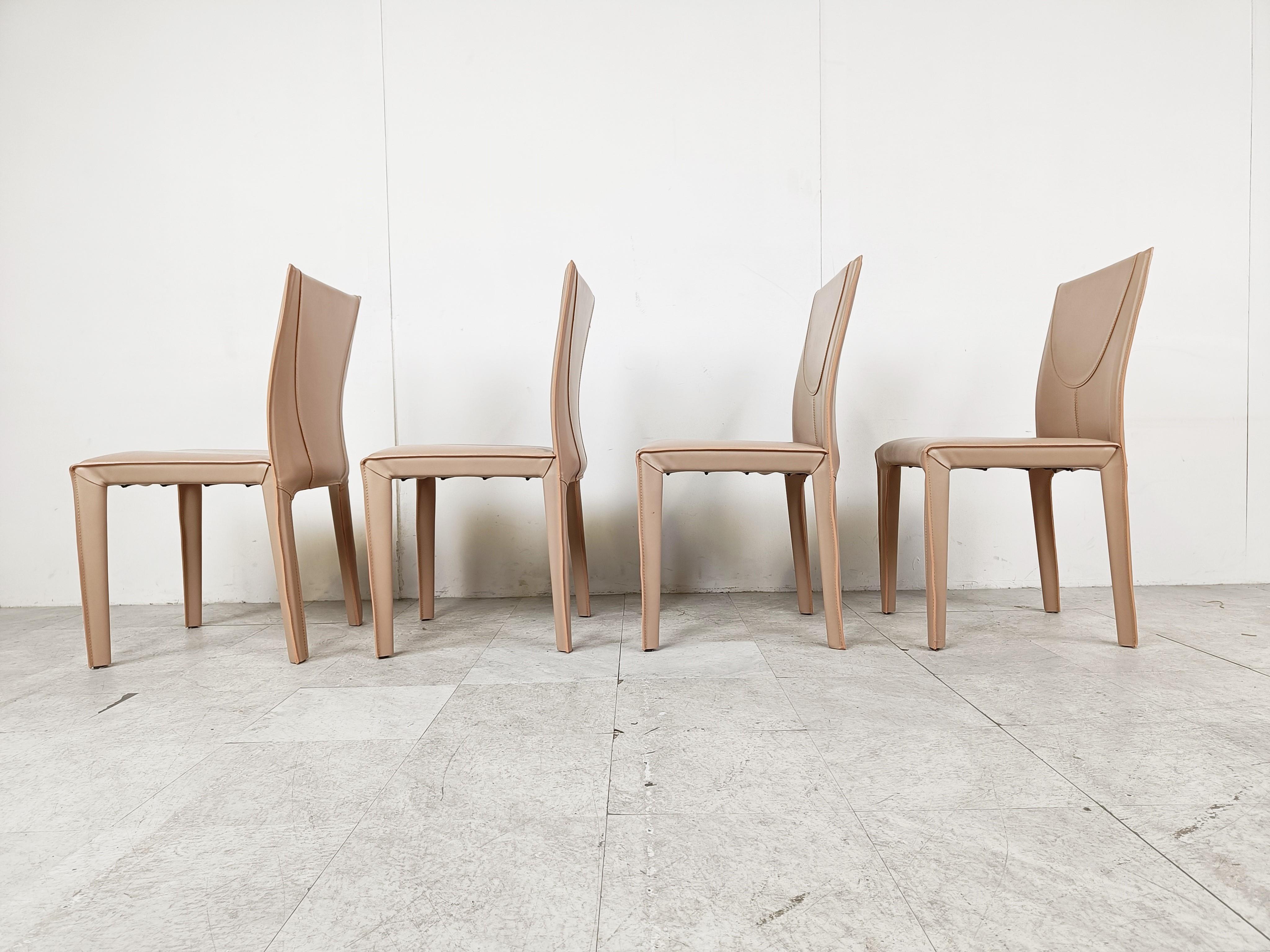 Late 20th Century Vintage Leather Dining Chairs by Arper Italy, 1980s