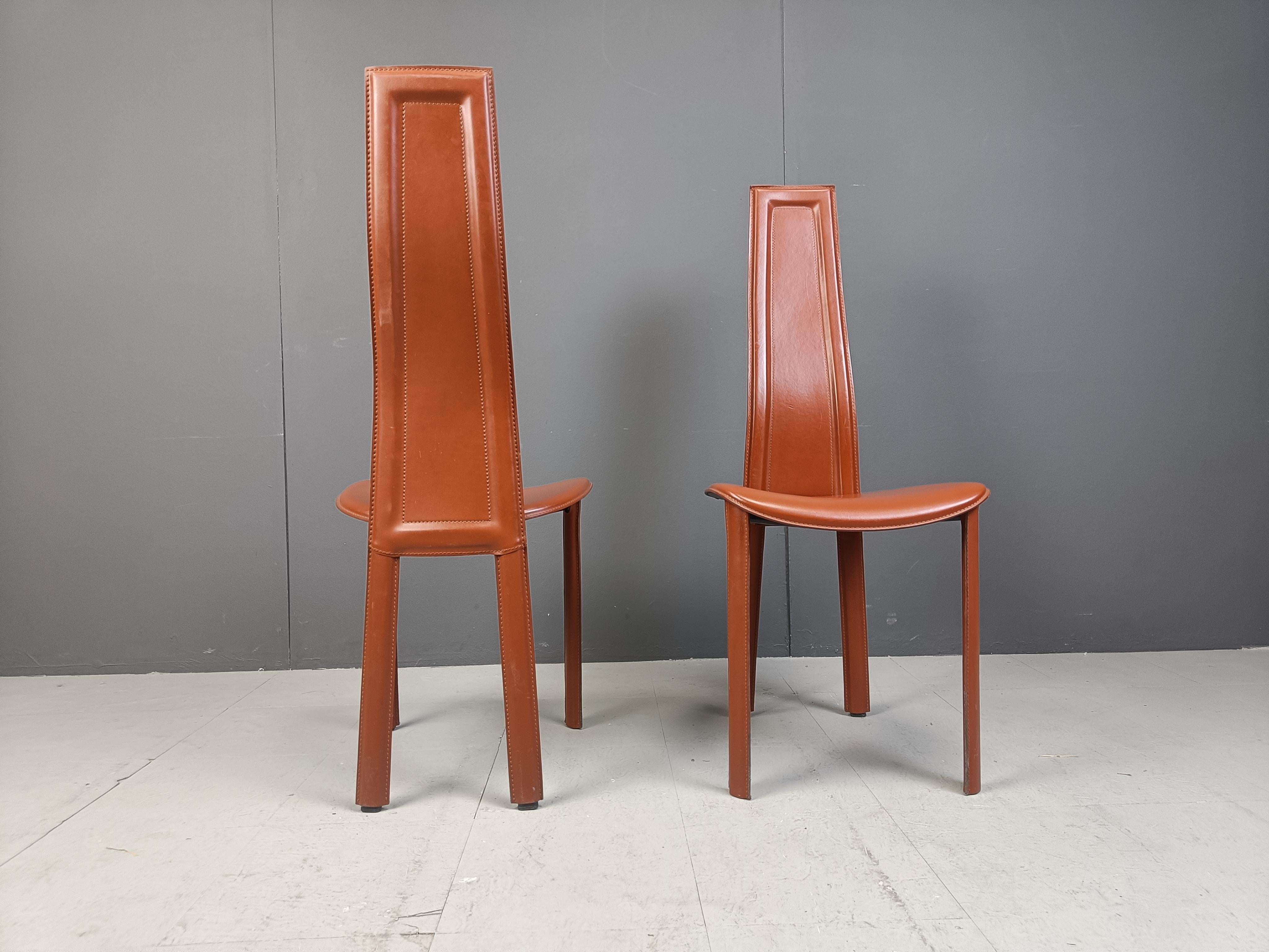 Vintage leather dining chairs by Arper italy, 1980s - set of 6 6