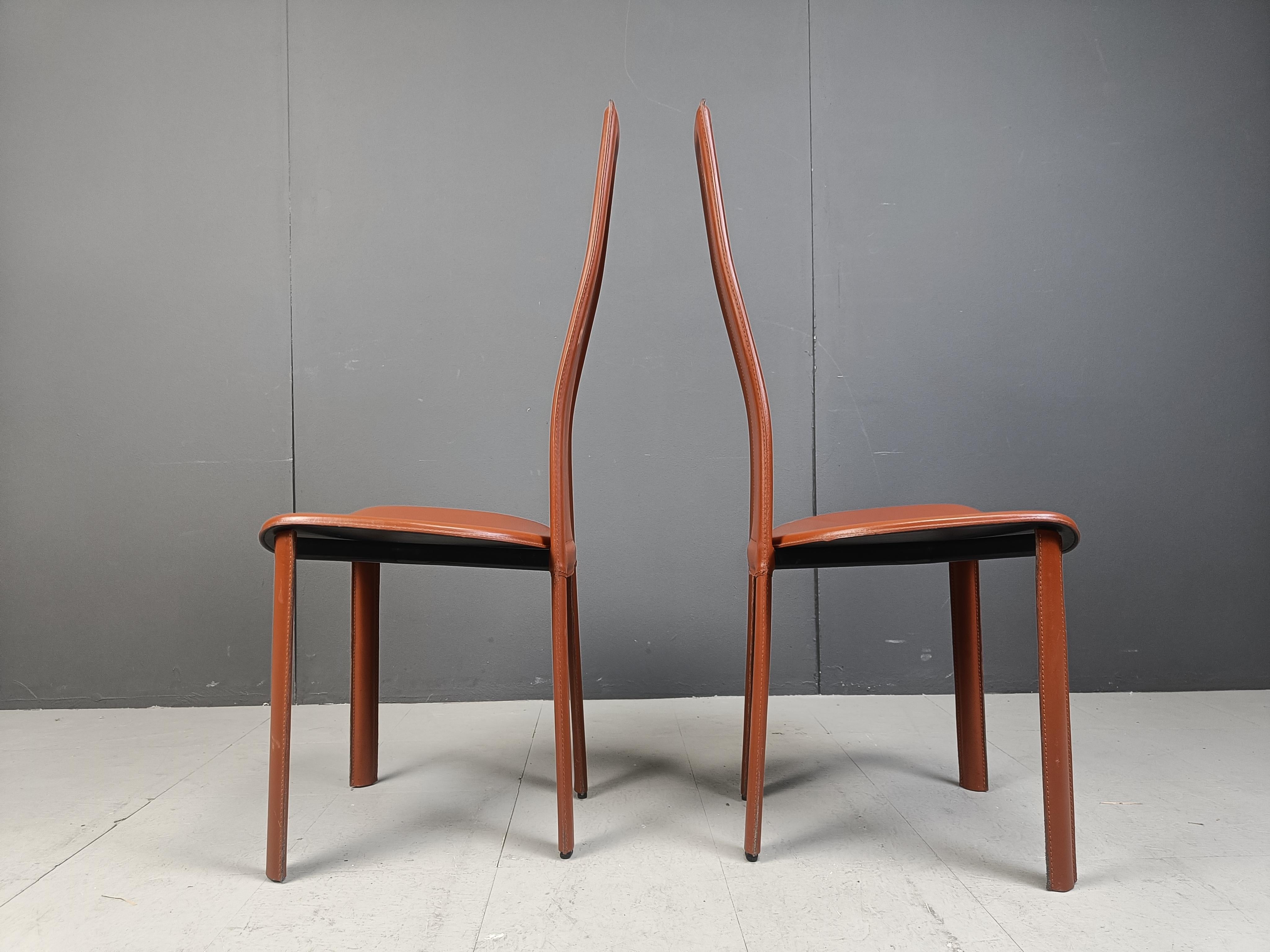 Vintage leather dining chairs by Arper italy, 1980s - set of 6 7