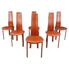 Vintage leather dining chairs by Arper italy, 1980s - set of 6