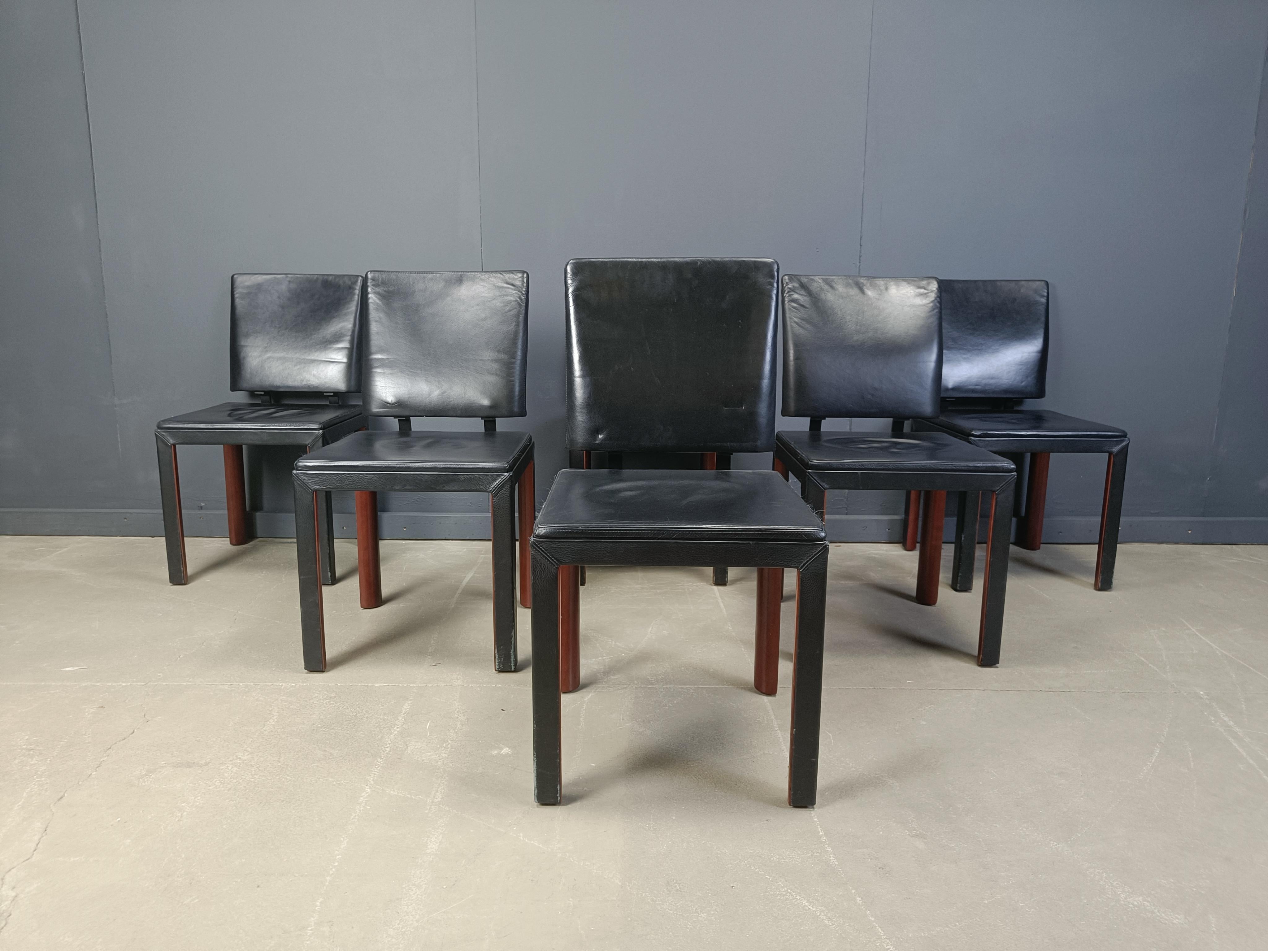 Vintage-Esszimmerstühle aus Leder von Durlet, 1980er Jahre im Angebot 4