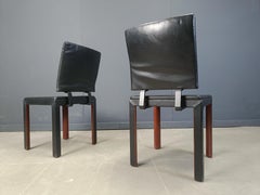 Vintage leather dining chairs by Durlet, 1980s