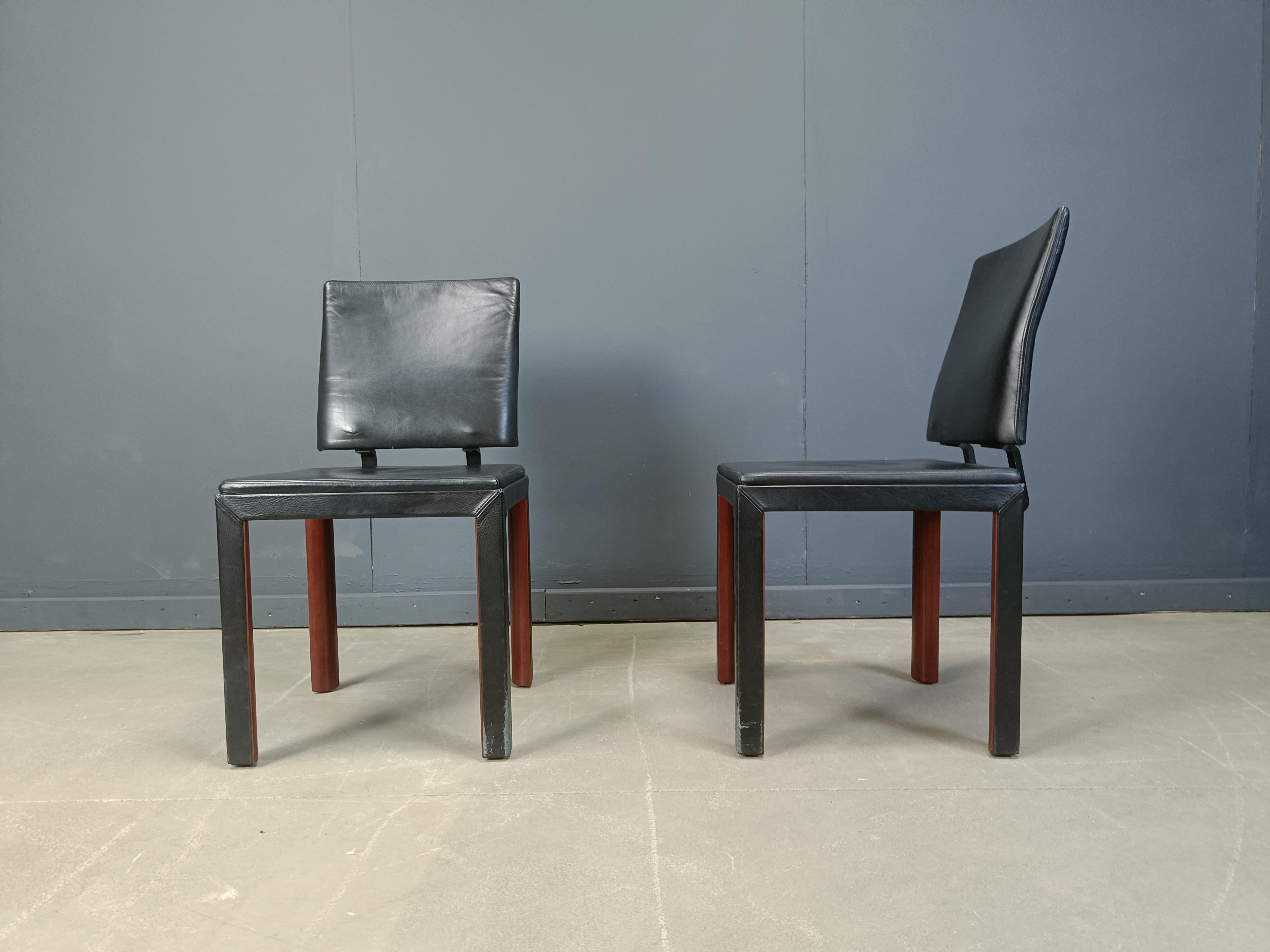 Vintage-Esszimmerstühle aus Leder von Durlet, 1980er Jahre (Schweizerisch) im Angebot