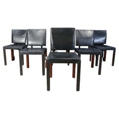 Vintage leather dining chairs by Durlet, 1980s