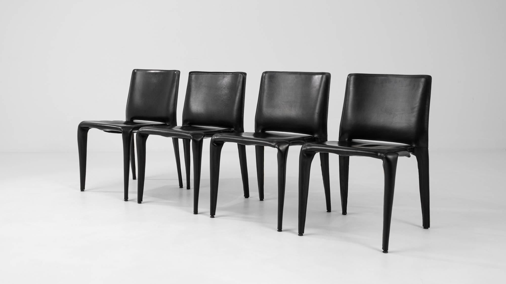 Vintage Leather Dining Chairs by Mario Bellini for Cassina, Set of Four 6