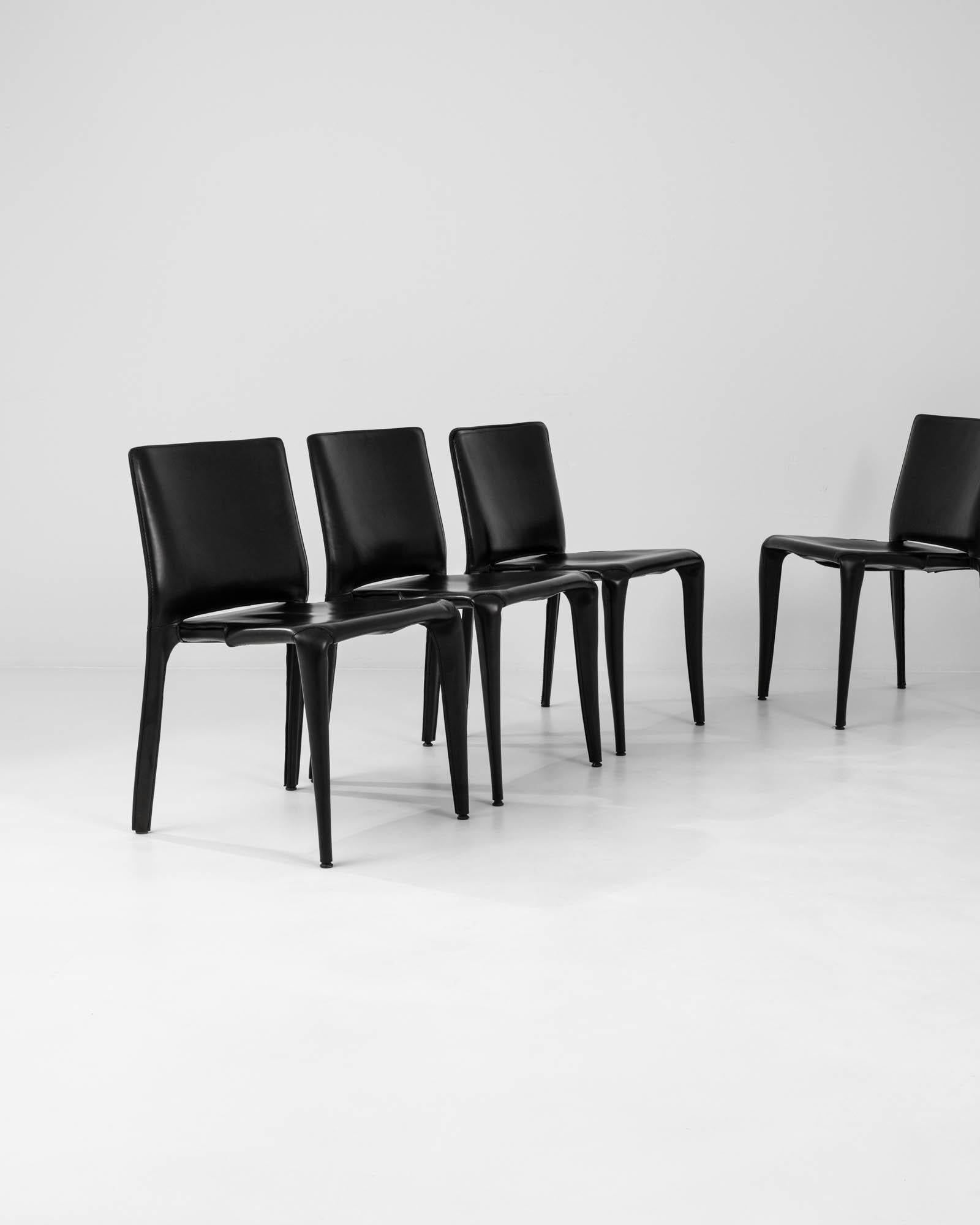 Italian Vintage Leather Dining Chairs by Mario Bellini for Cassina, Set of Four