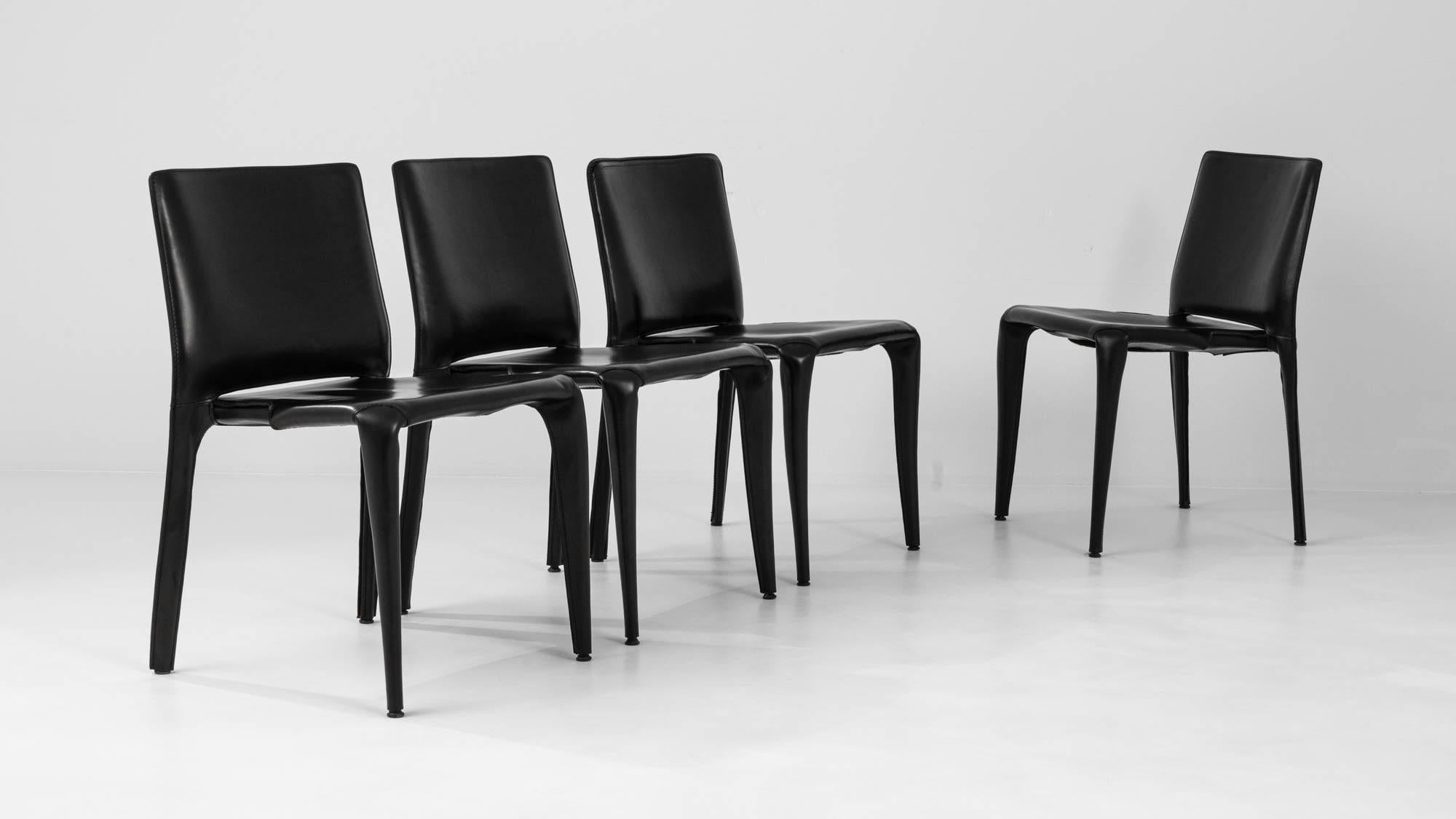 Vintage Leather Dining Chairs by Mario Bellini for Cassina, Set of Four In Good Condition In High Point, NC
