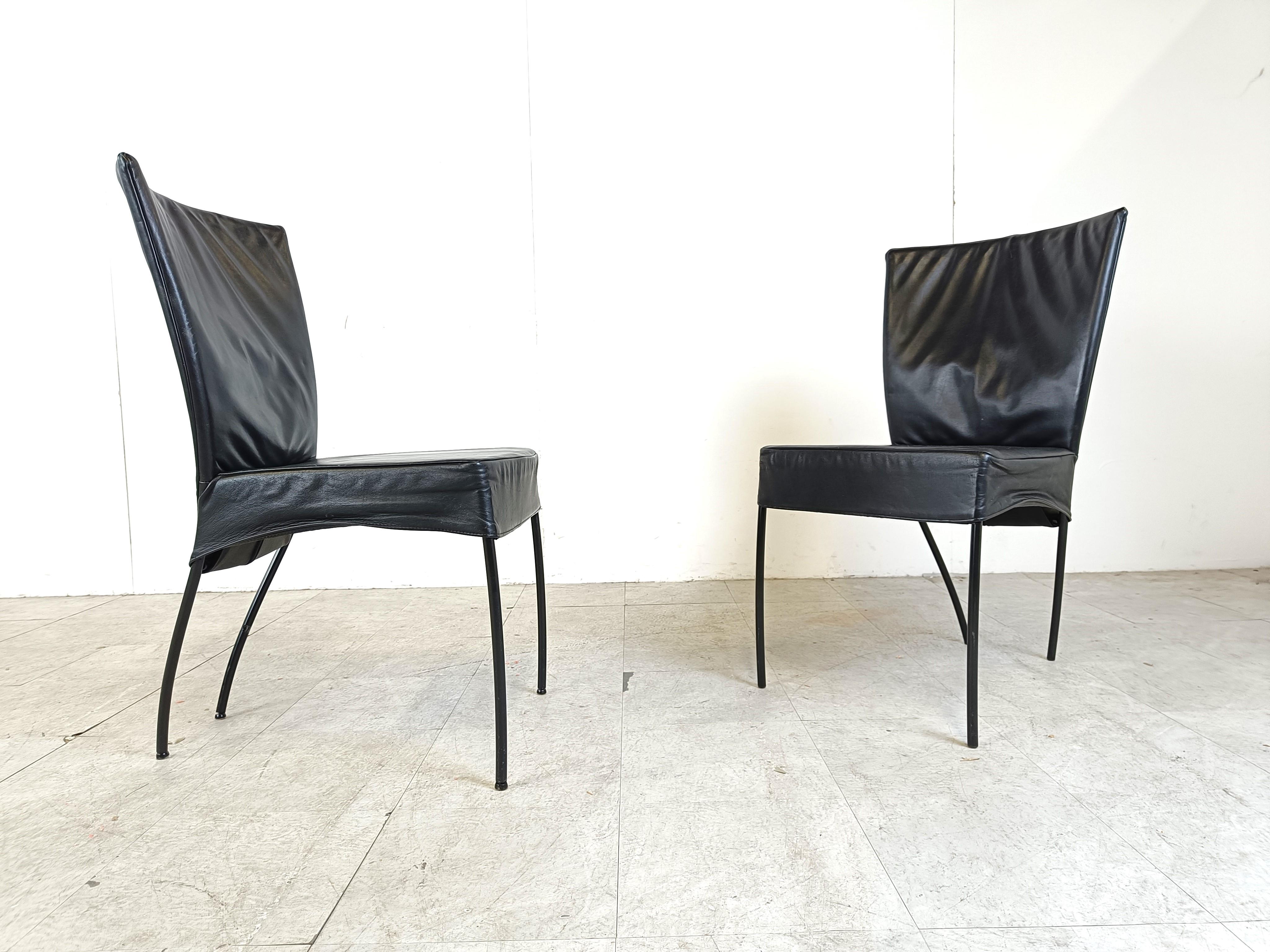 Chaises de salle à manger vintage en cuir, lot de 8, années 1980 3