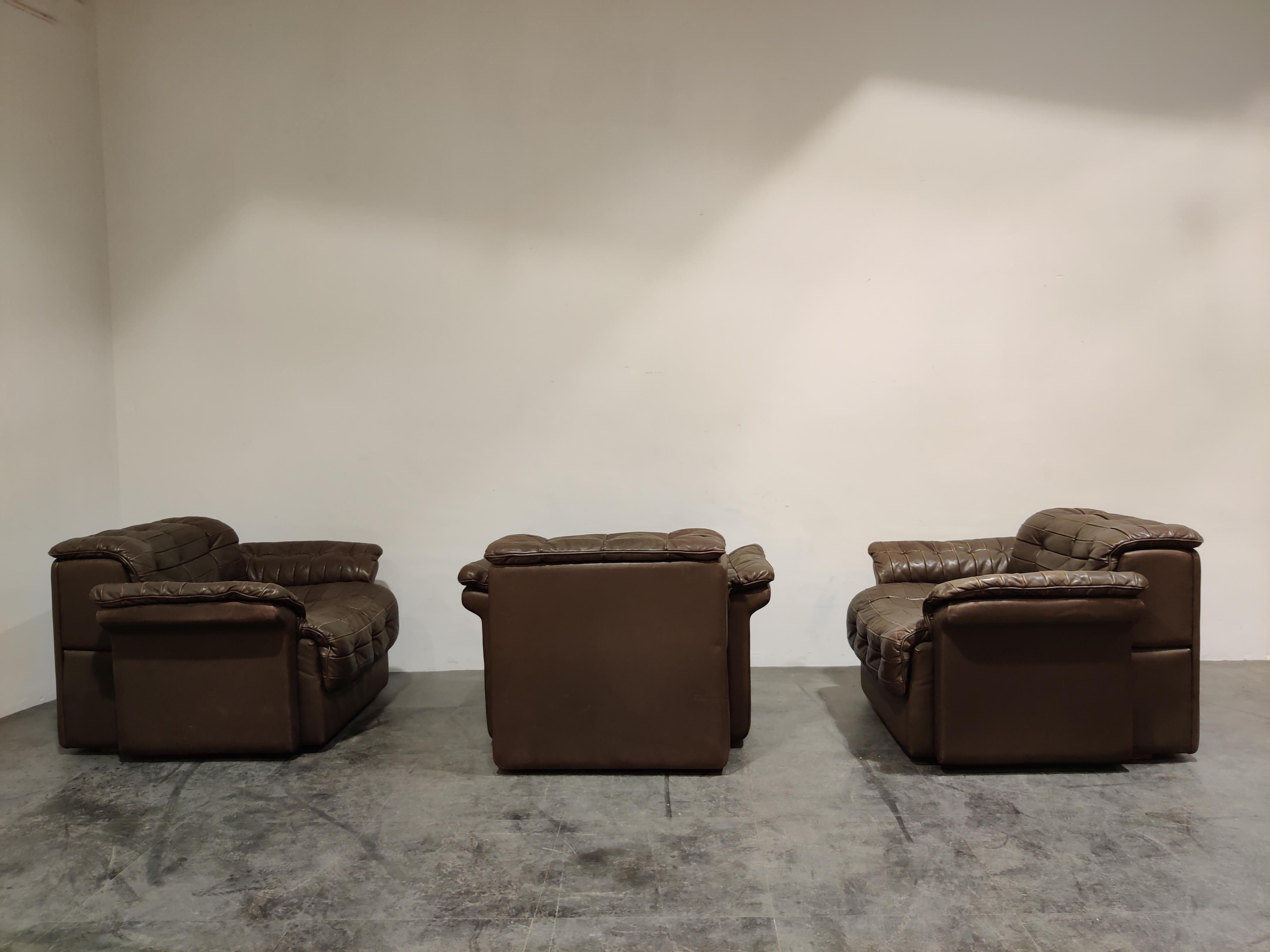 Vintage Leather DS11 Armchairs by De Sede, 1970s, Set of 3 In Good Condition In HEVERLEE, BE