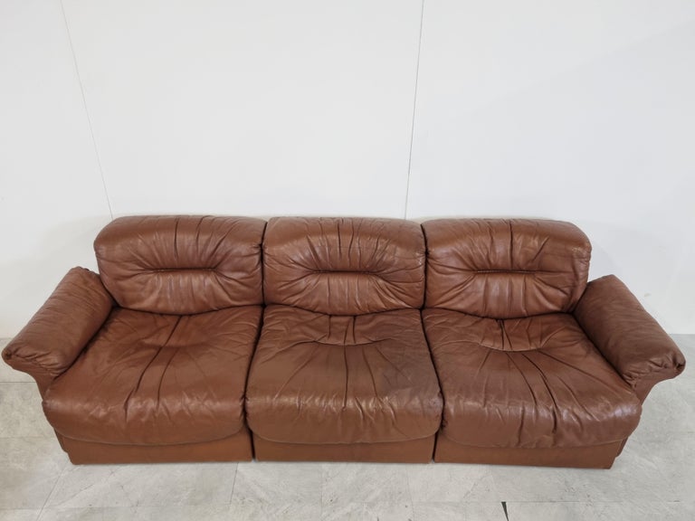 Late 20th Century Vintage Leather DS14 Sofa Set by De Sede, 1970s For Sale