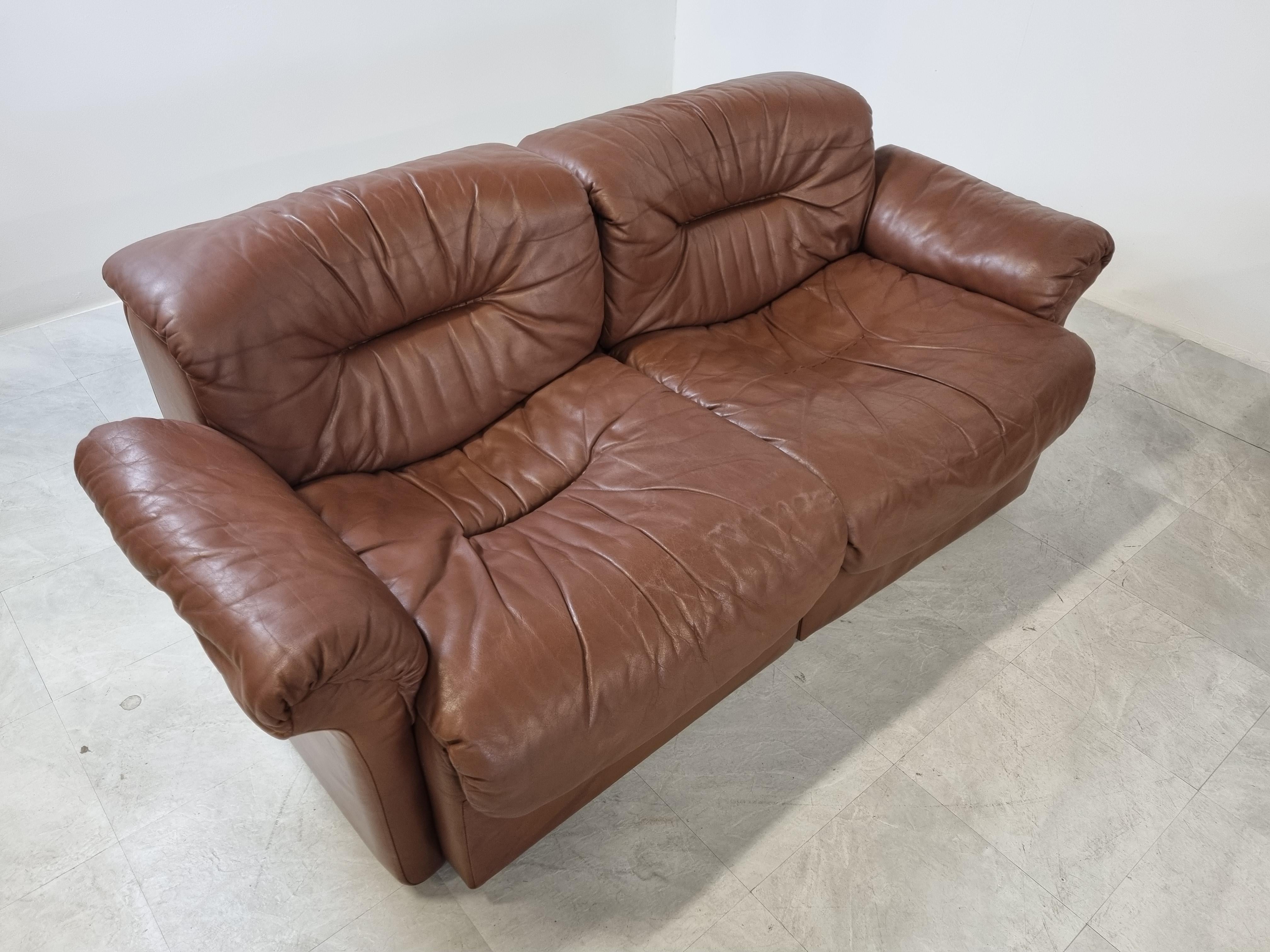 Vintage Leather DS14 Sofa Set by De Sede, 1970s 1