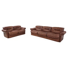 Vintage Leather DS14 Sofa Set by De Sede, 1970s