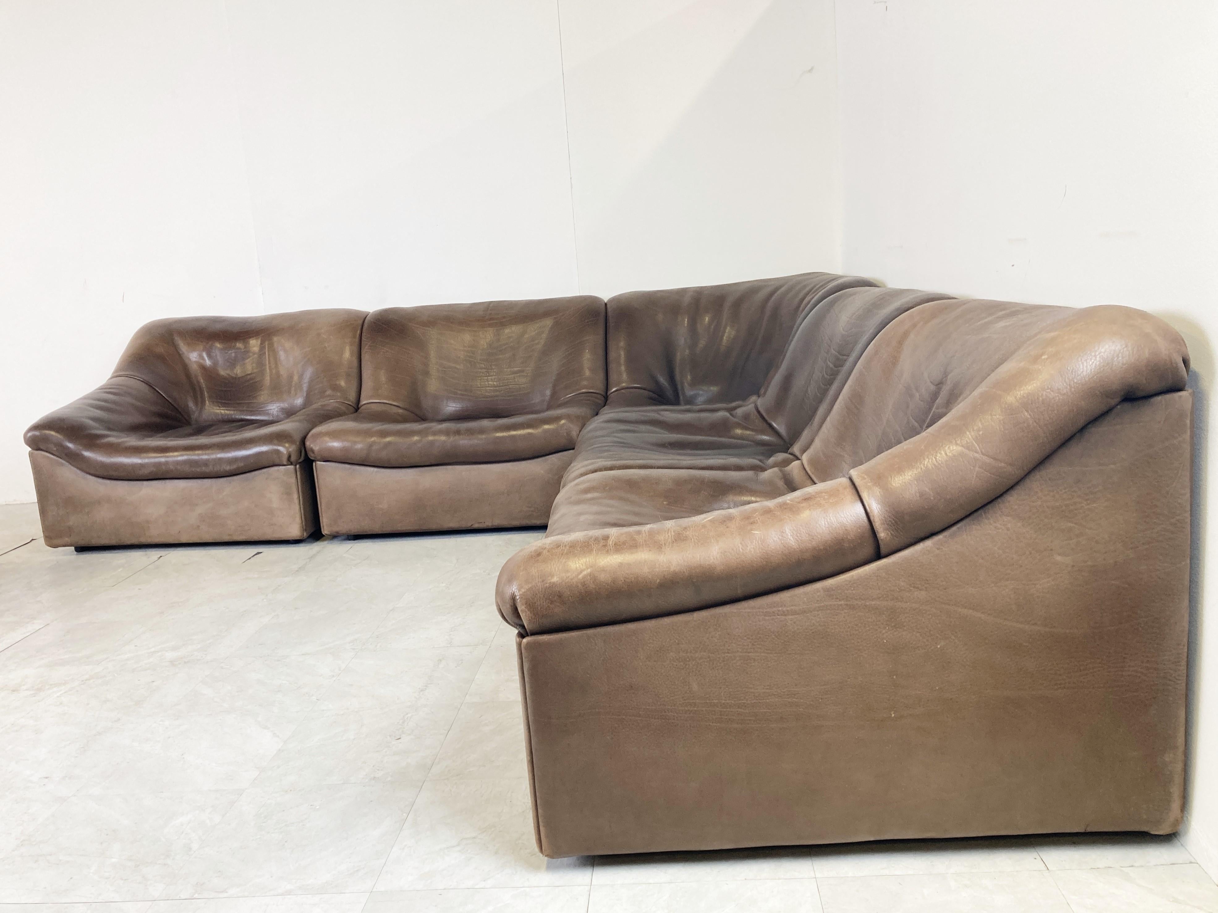 Vintage Leather Ds46 Modular Sofa by De Sede, 1970s In Good Condition In HEVERLEE, BE