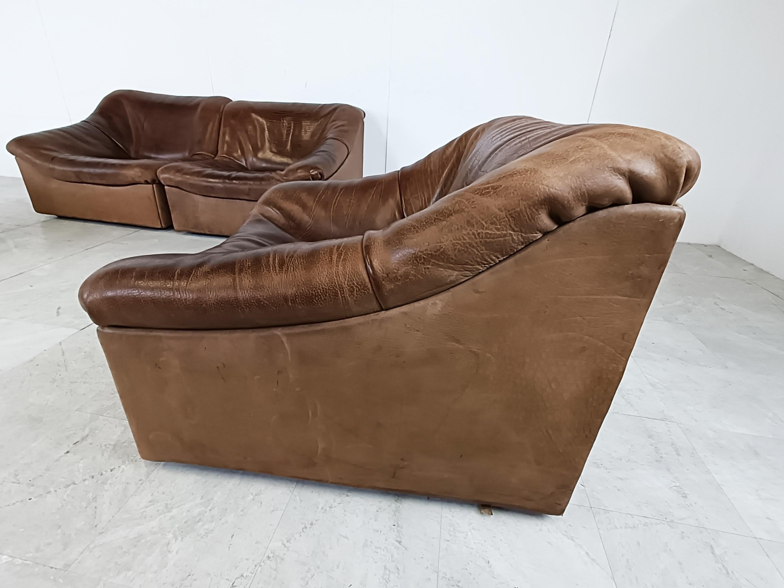 Vintage Leather Ds46 Modular Sofa by De Sede, 1970s In Good Condition For Sale In HEVERLEE, BE