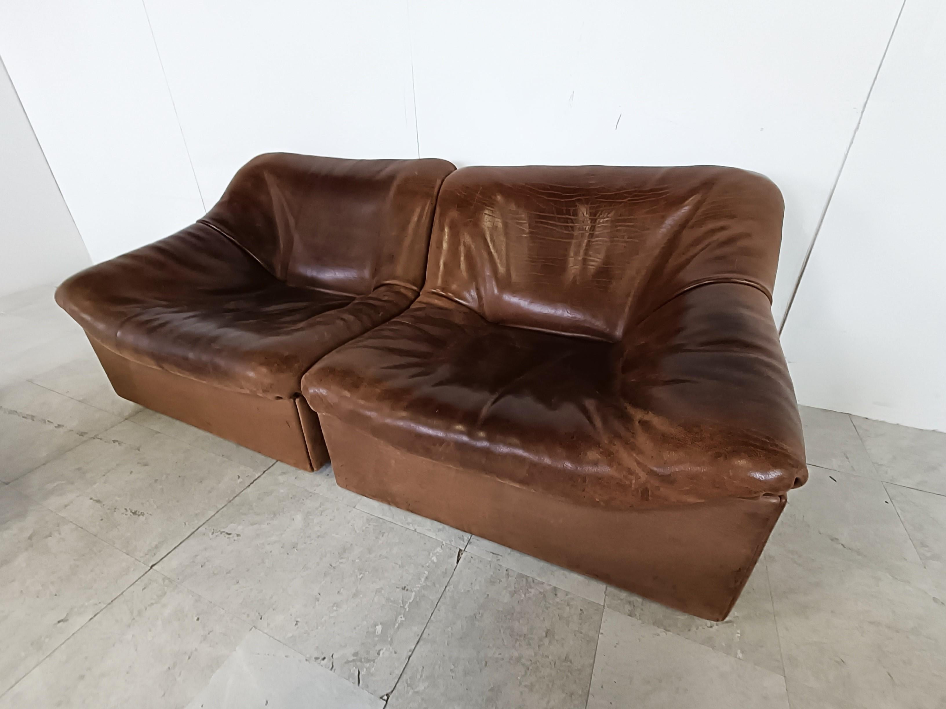 Late 20th Century Vintage Leather Ds46 Modular Sofa by De Sede, 1970s For Sale