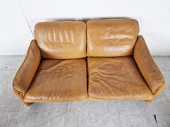 Vintage Leather DS61 Sofa Set by De Sede, 1970s