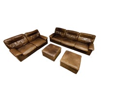 Vintage Leather DS66 Sofa Set by De Sede, 1970s