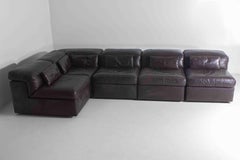 Set di divani modulari in pelle vintage Durlet Model 'Jeep', anni '70