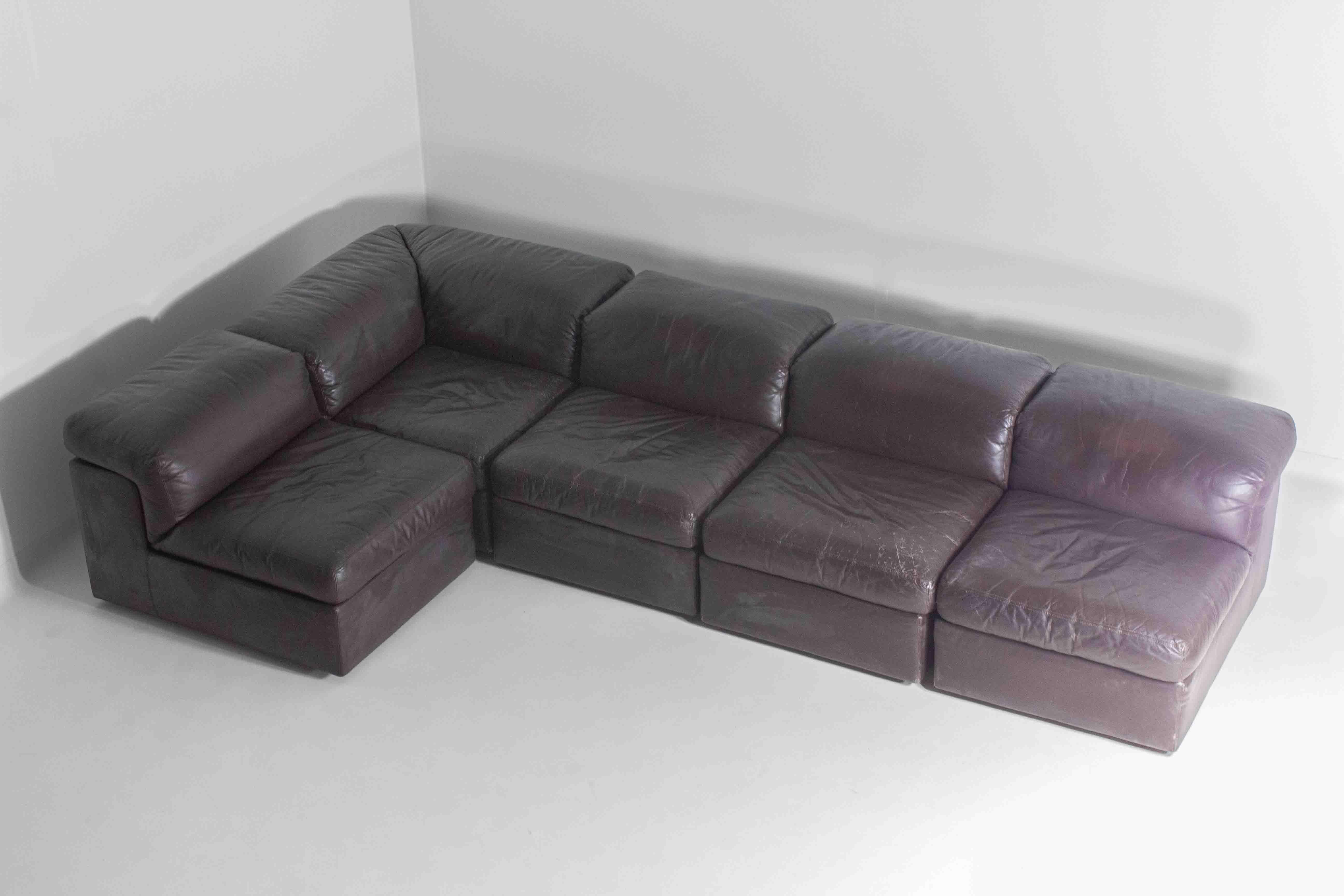 Late 20th Century Vintage leather Durlet Model 'Jeep' Modular sofa set, 1970s For Sale