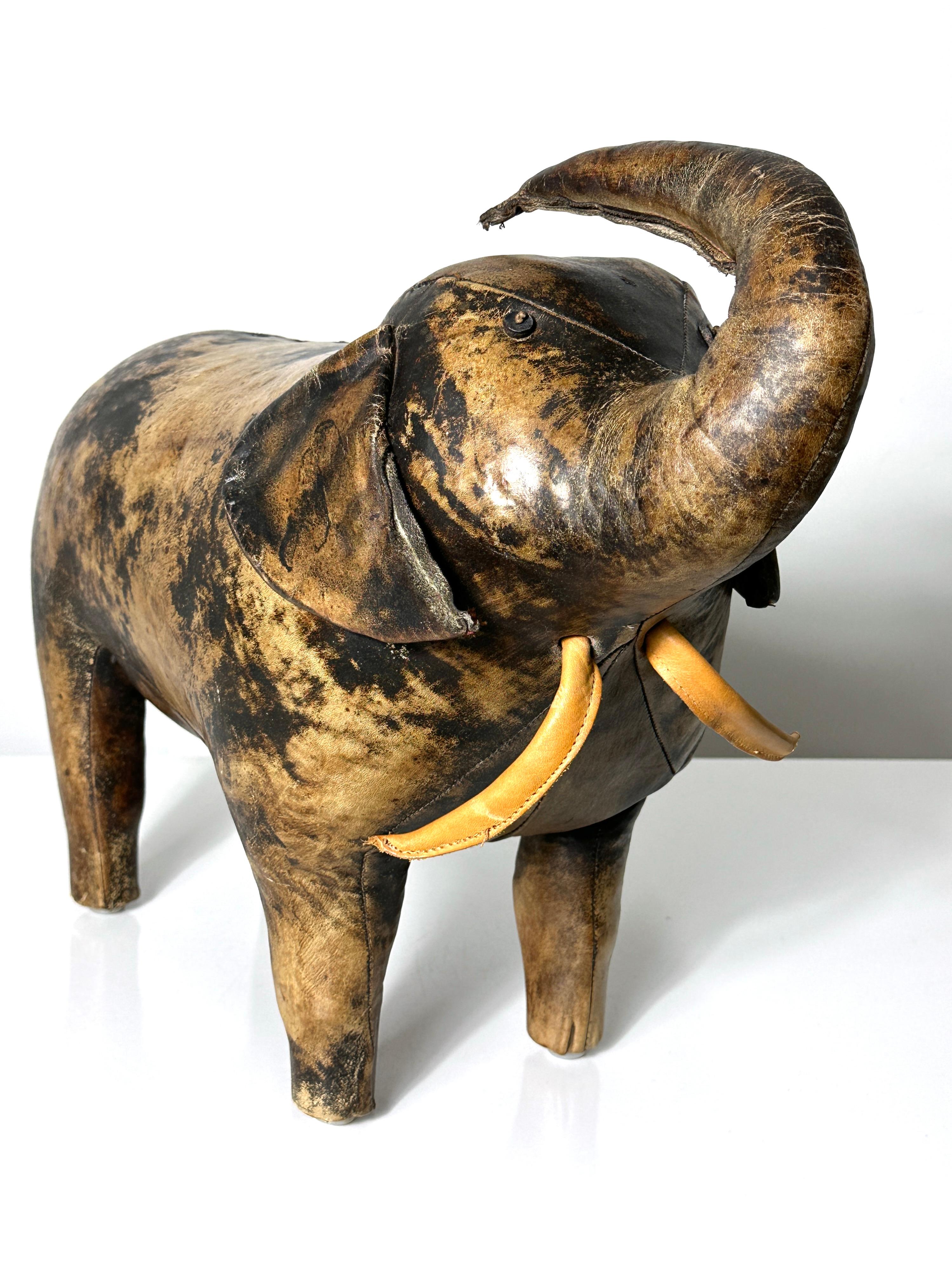 English Vintage Leather Elephant By Dimitri Omersa for Abercrombie & Fitch 1960s For Sale