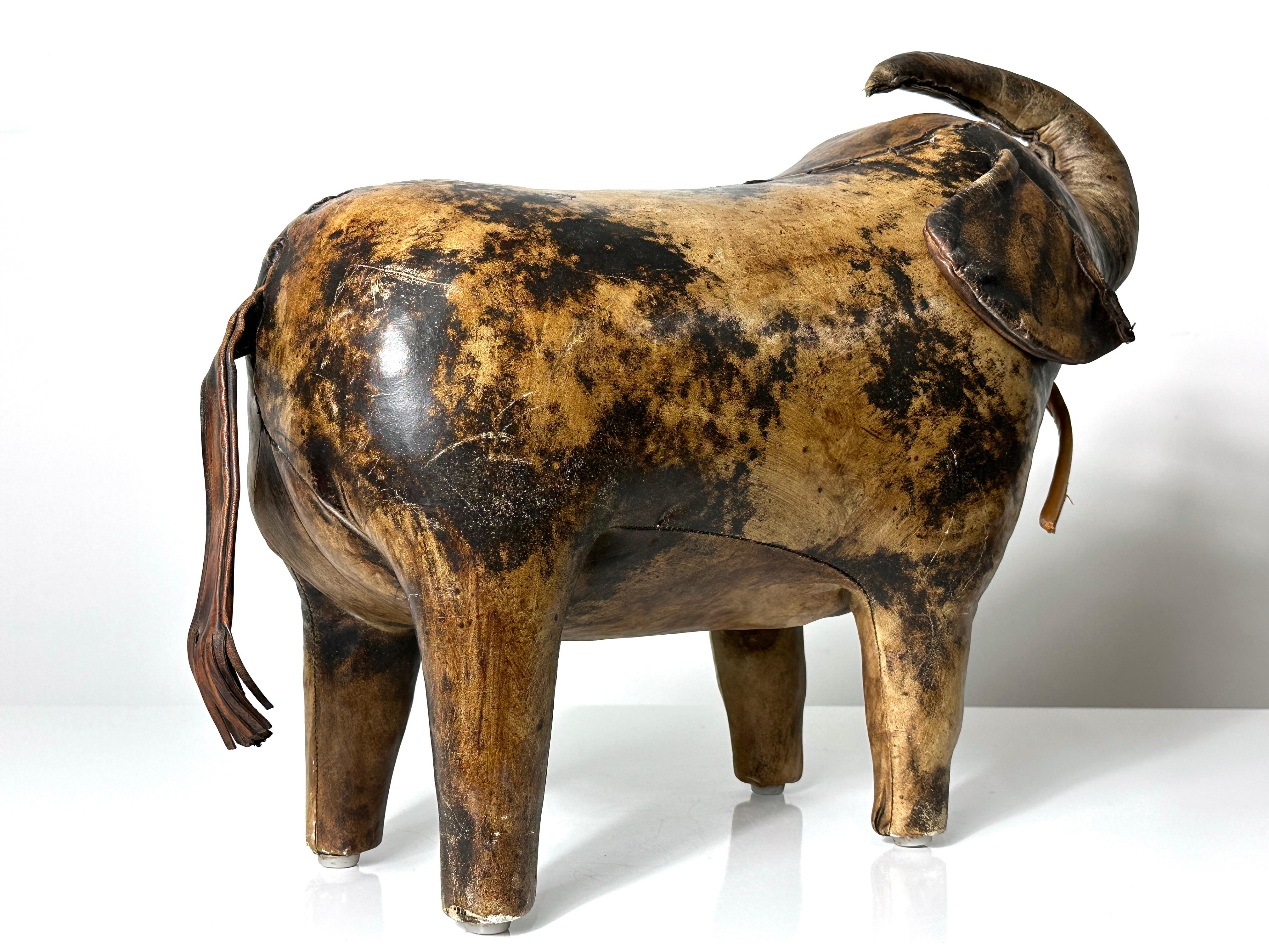 Mid-20th Century Vintage Leather Elephant By Dimitri Omersa for Abercrombie & Fitch 1960s For Sale