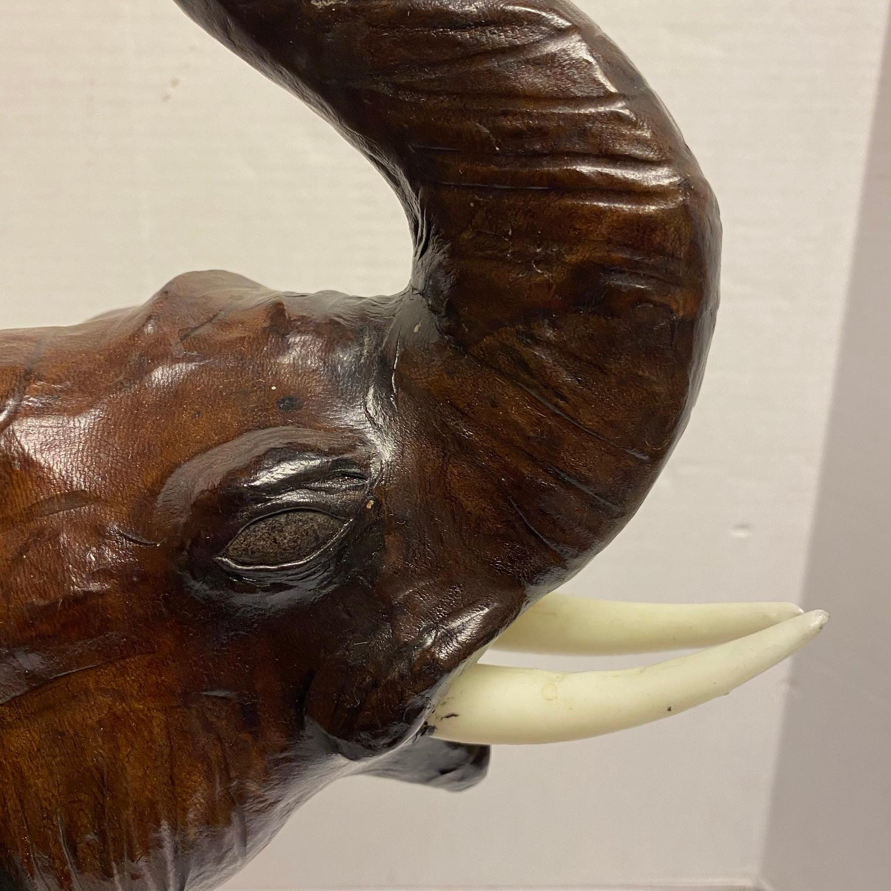Late 20th Century Vintage Leather Elephant Figure For Sale