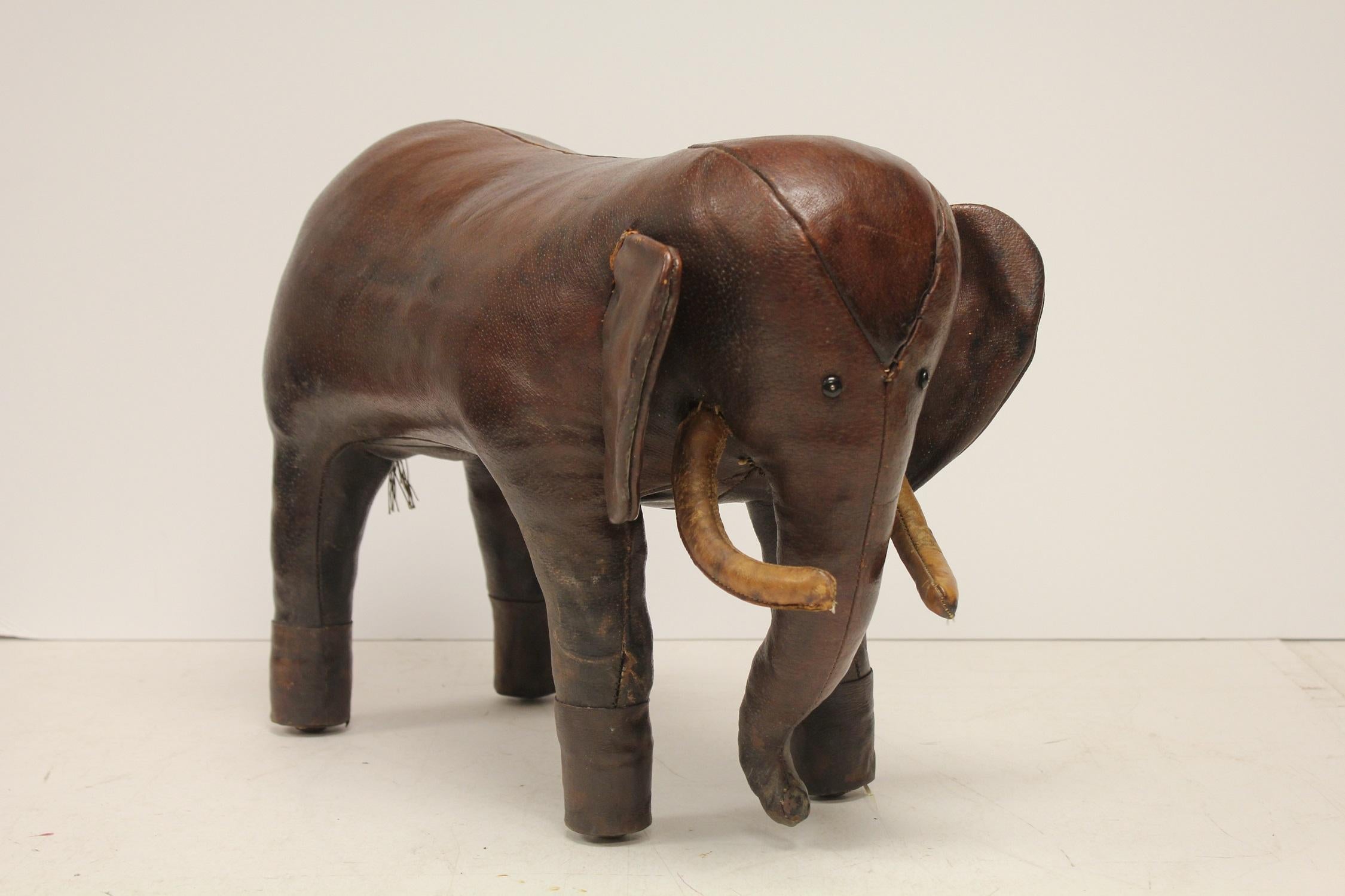 Vintage leather elephant footstool by Omersa for Abercrombie and Fitch.