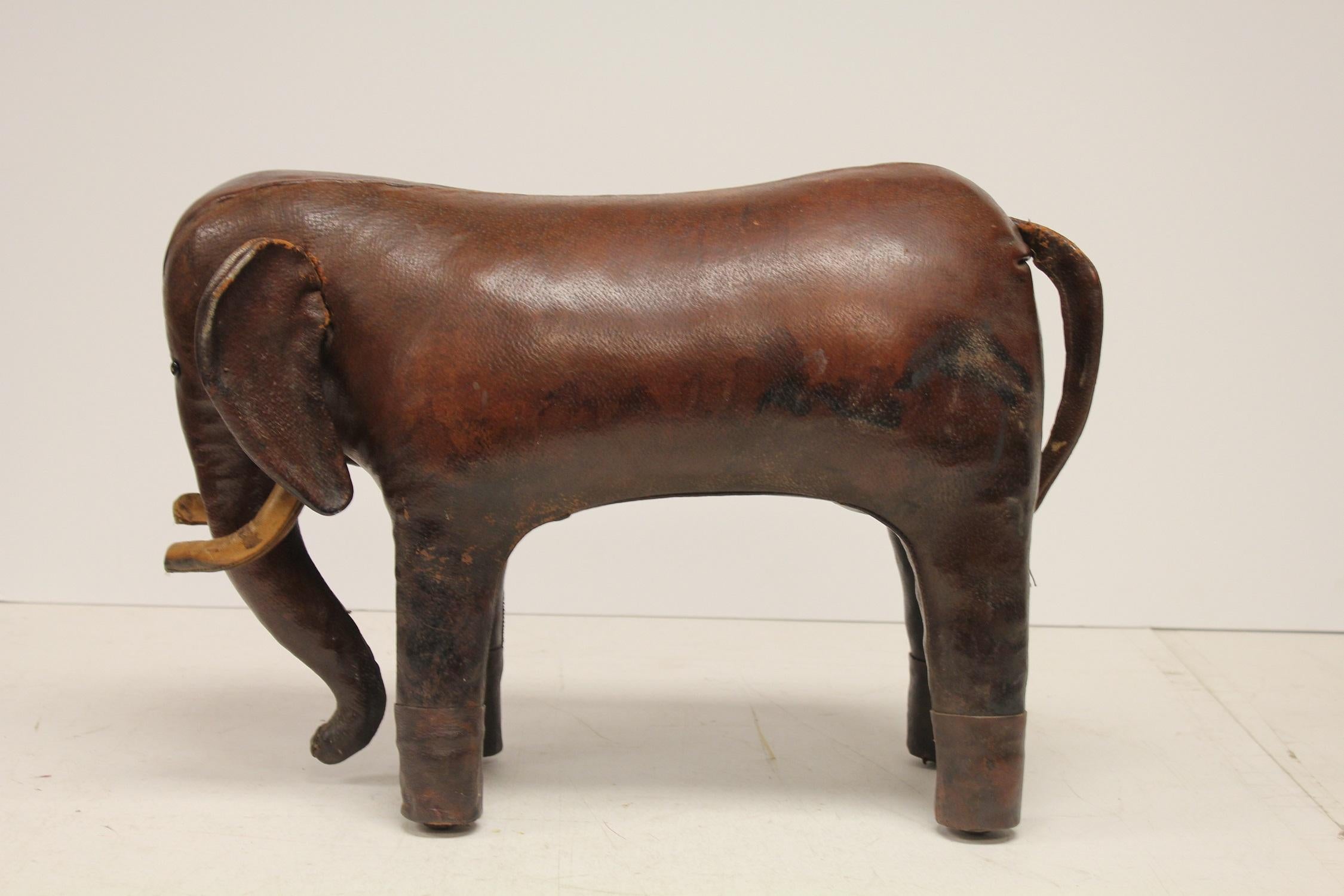 British Vintage Leather Elephant Footstool by Omersa for Abercrombie and Fitch