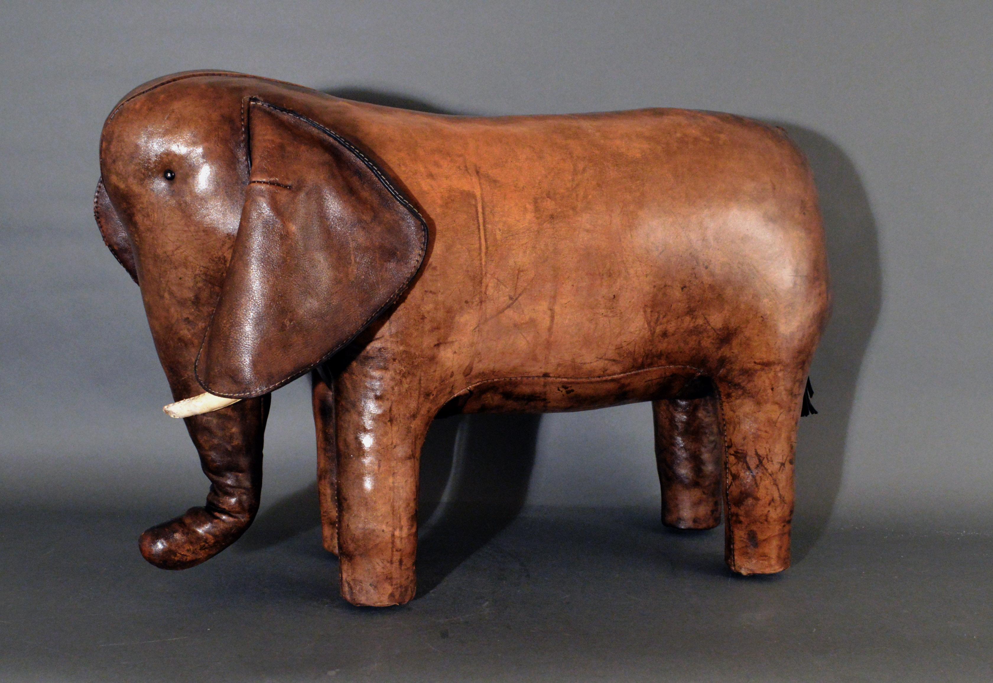 Vintage leather elephant footstool,
Dimitri Omersa, England for Abercrombie & Fitch,
1960s

The elephant was the first new animal to be produced by Dimitri Omersa for Liberty’s and soon after made for Abercrombie & Fitch. This elephant was made
