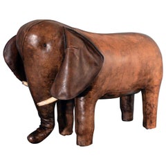 Pouf éléphant en cuir vintage:: Dimitri Omersa pour Abercrombie & Fitch