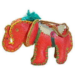Vintage Hand-Crafted Leather Elephant Ornament, Anglo Raj, India, 1950