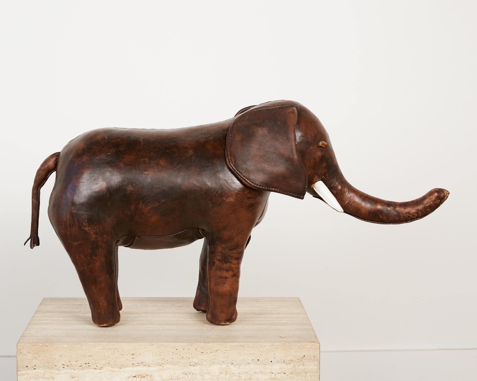 English Vintage Leather Elephant Ottoman for Abercrombie & Fitch by Omersa for Liberty